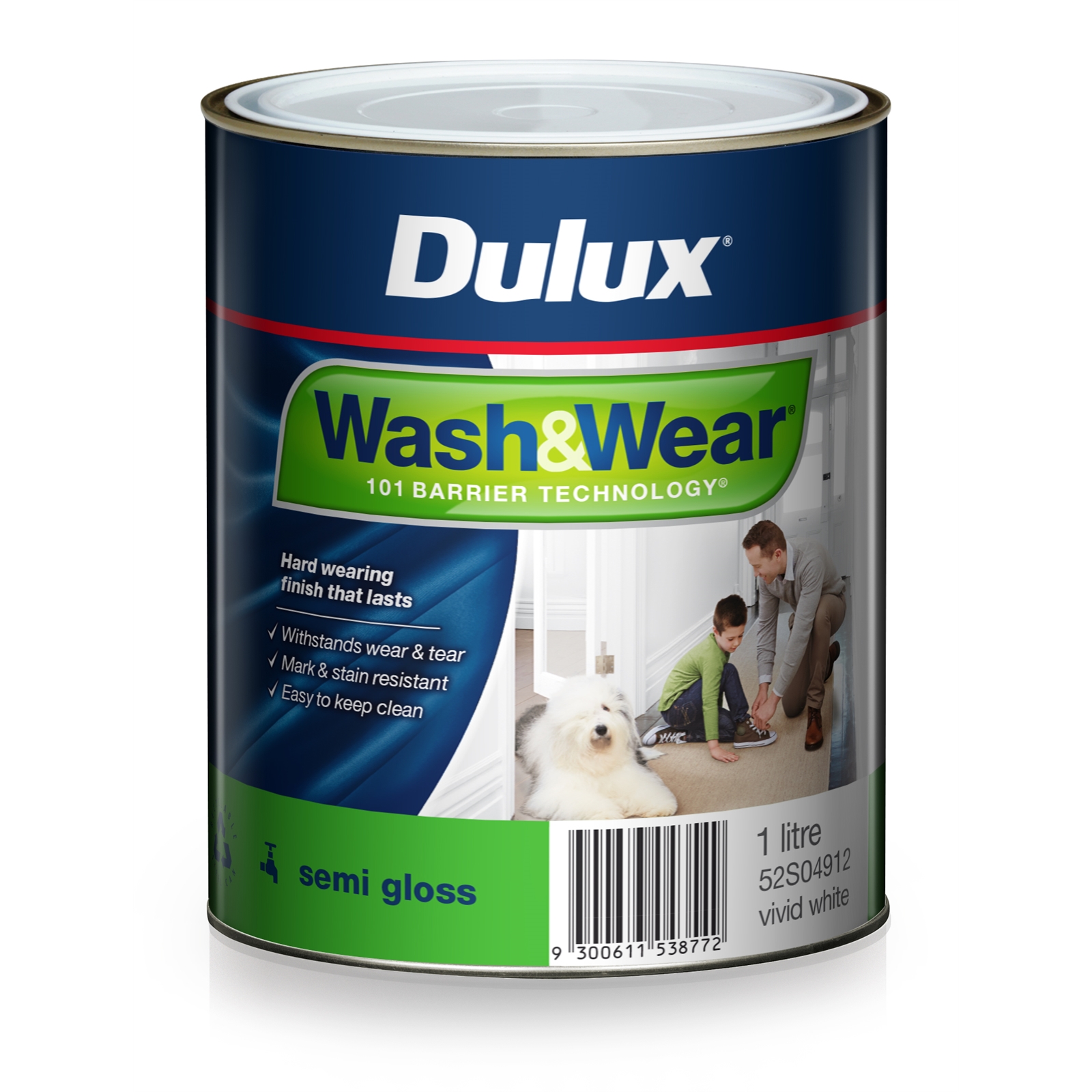 Dulux Wash&Wear 1L Vivid White Semi Gloss Paint