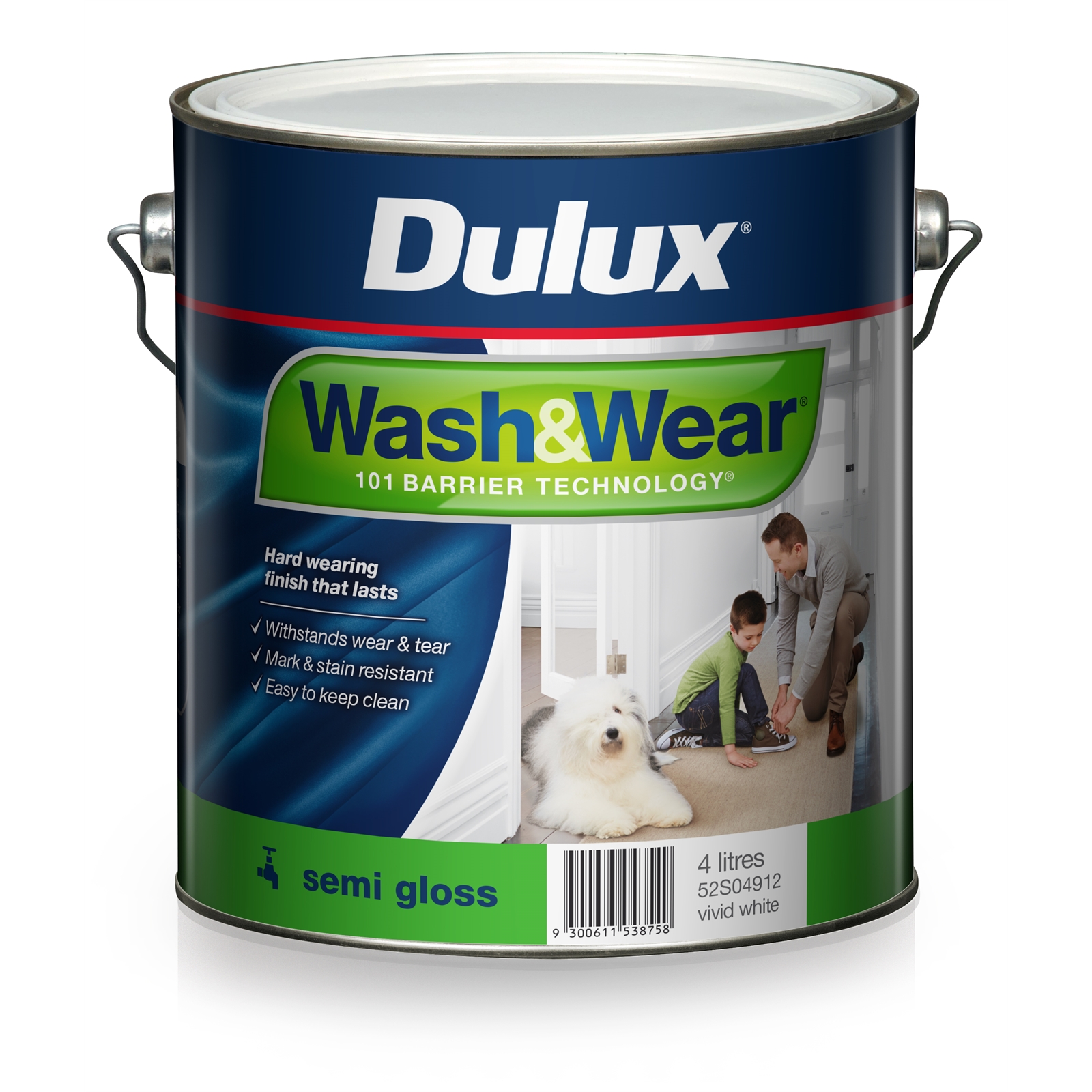 Dulux Wash&Wear 4L Vivid White Semi Gloss Paint