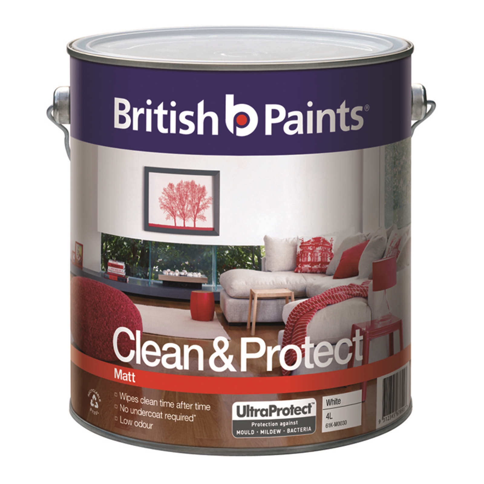 British Paints 4L Clean & Protect Matt White Interior Paint