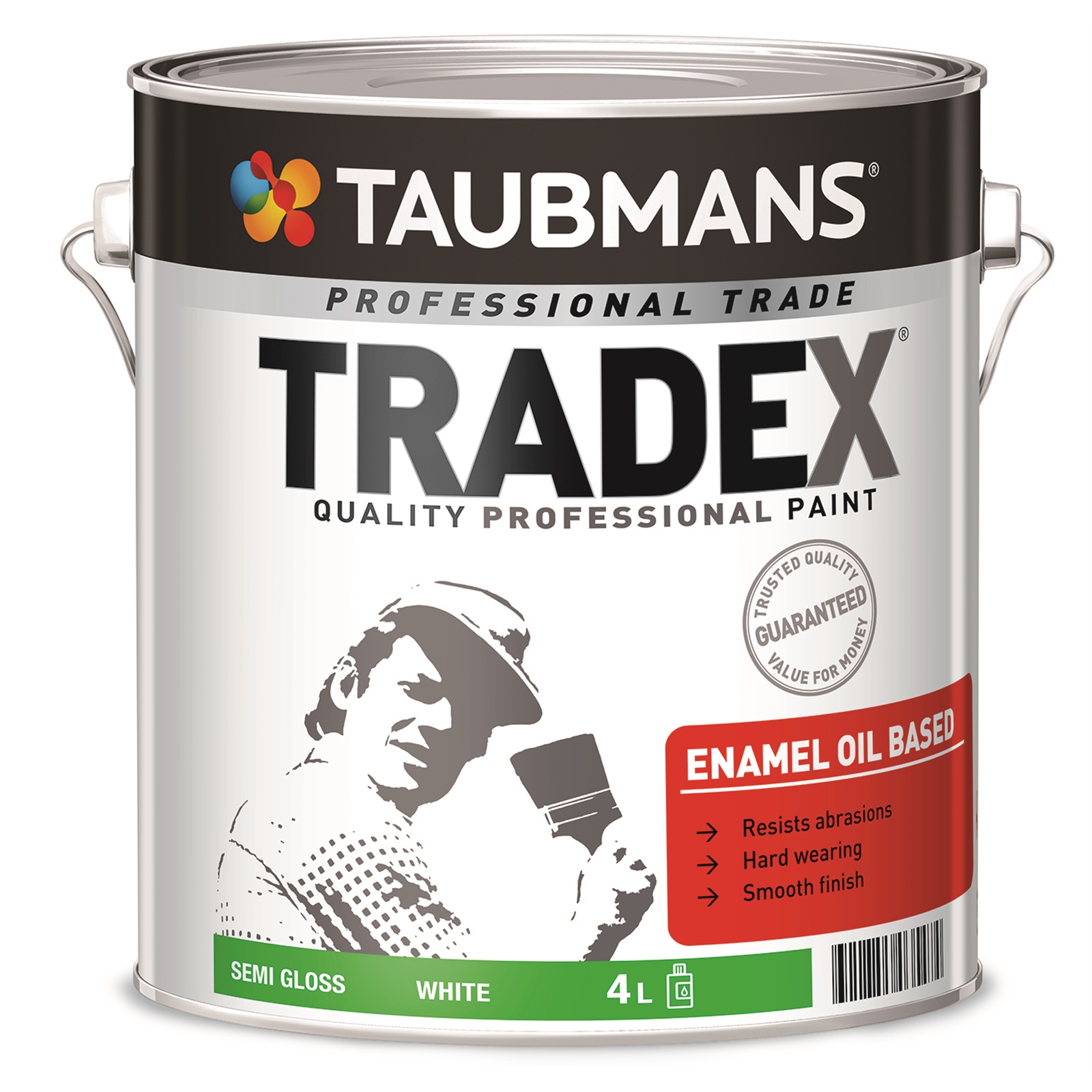 Taubmans Tradex 4L White Semi Gloss Enamel Oil Based Paint