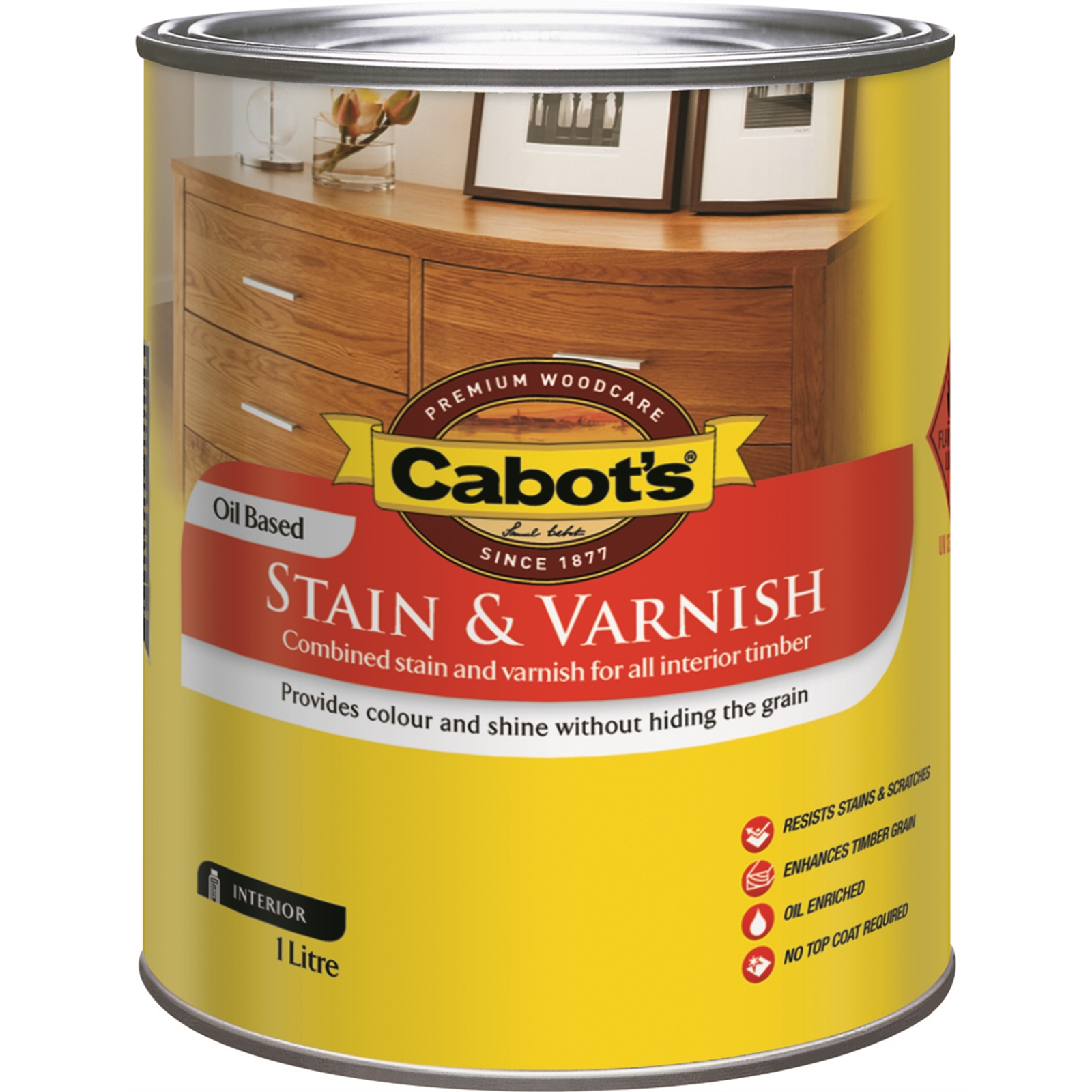 Cabot's 1L Satin Jarrah Stain and Varnish