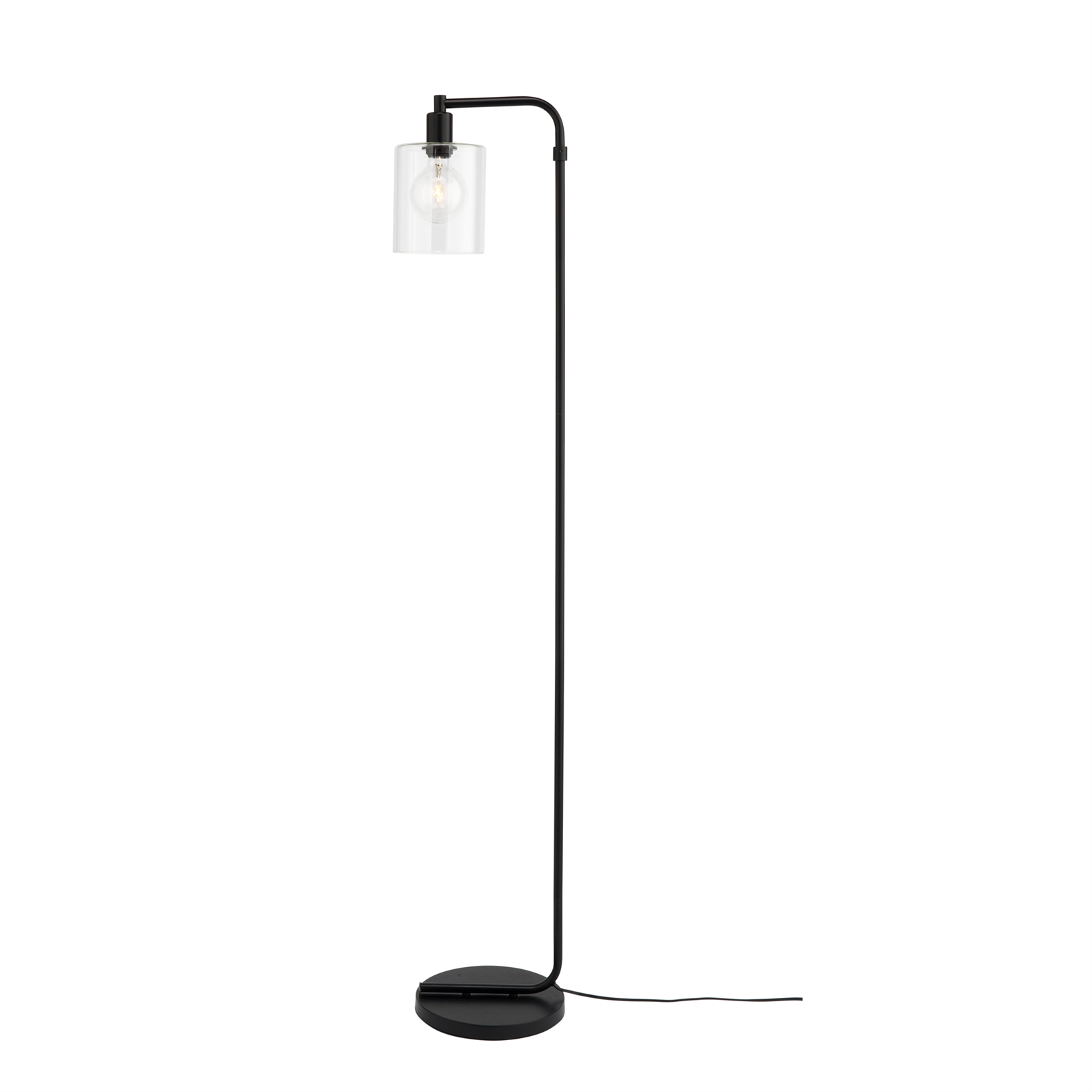 Brilliant Lighting Black Aberdeen Floor Lamp with Glass Shade