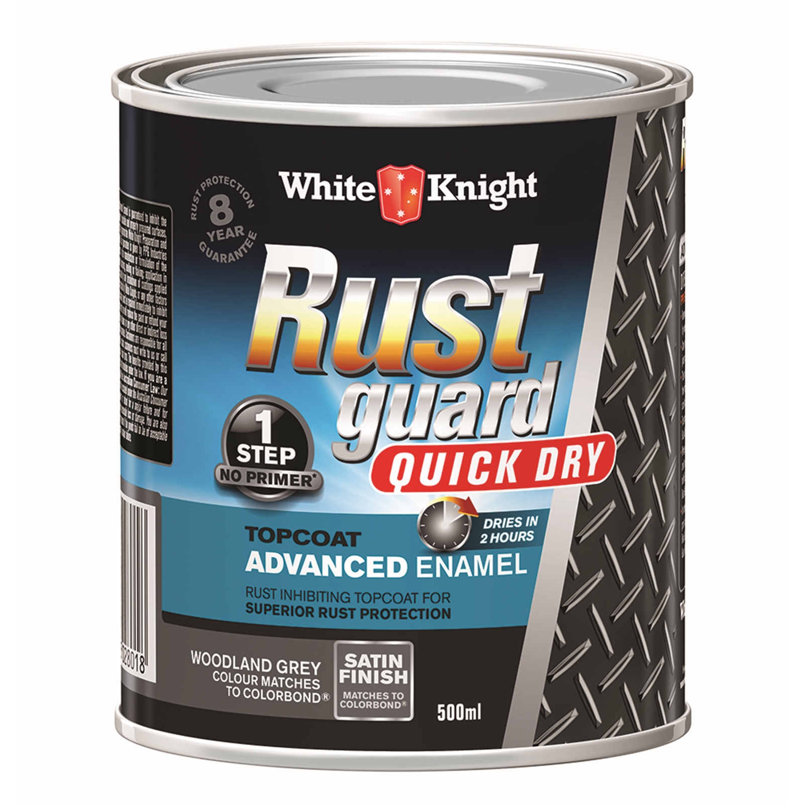 White Knight 500ml Rust Guard Quick Dry Advanced Enamel Satin Woodland Grey
