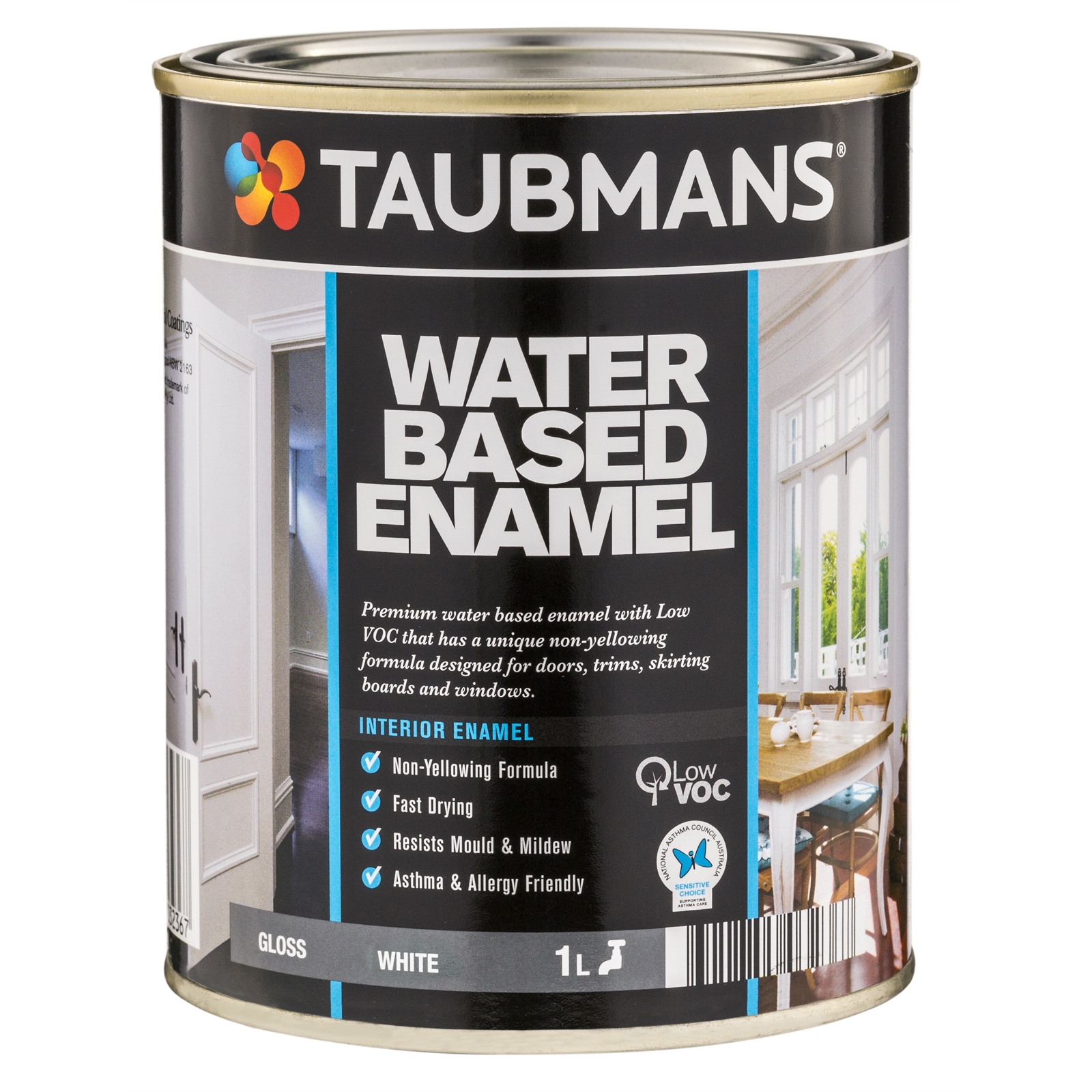 Taubmans 1L White Gloss Water Based Enamel