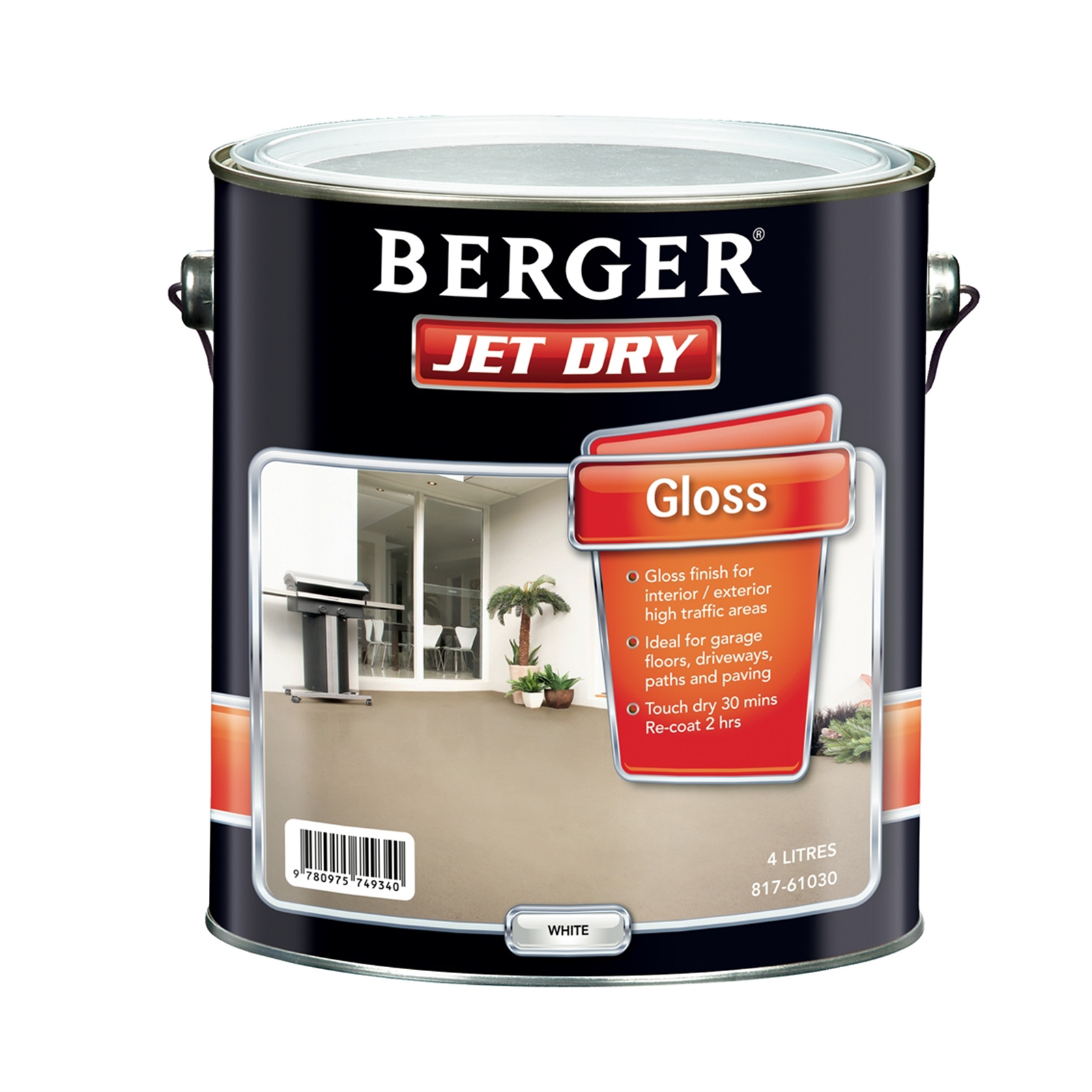 Berger Jet Dry 4L Gloss White Base Paving Paint