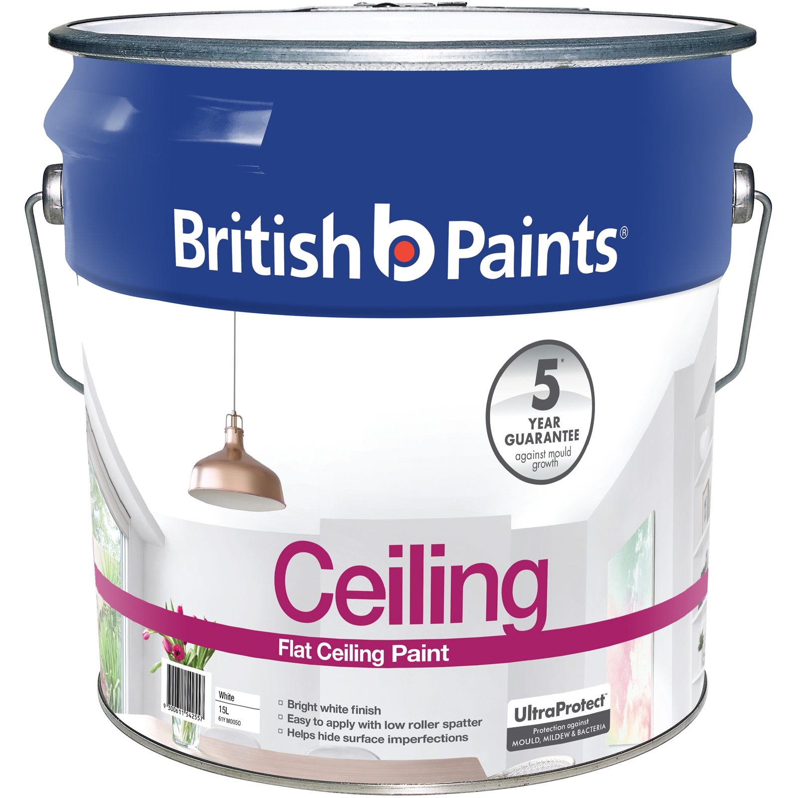 British Paints 15L Flat White Ceiling Paint