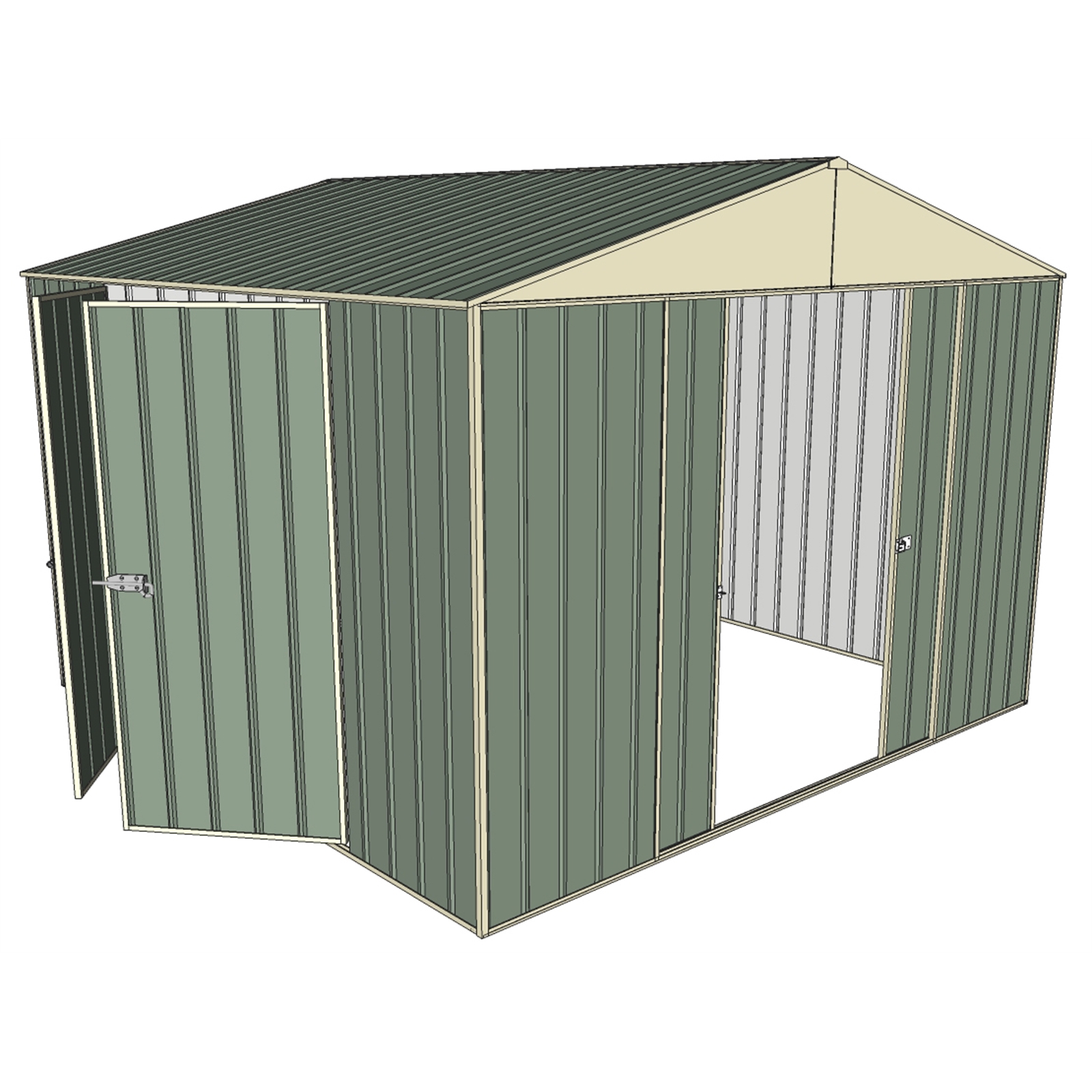 Build-a-Shed 3.0 x 3.0m Green Double Sliding & Double Hinge Door Shed