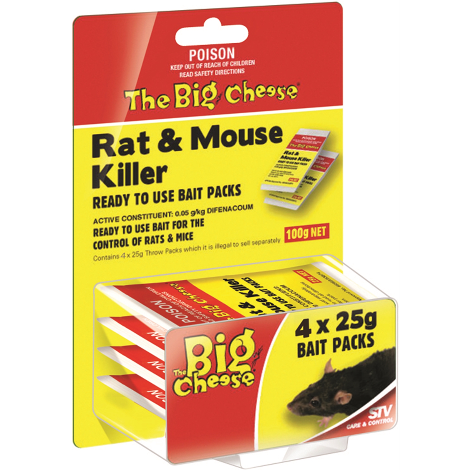 The Big Cheese 4 x 25g Mouse and Rat Kill Rodenticide Bait
