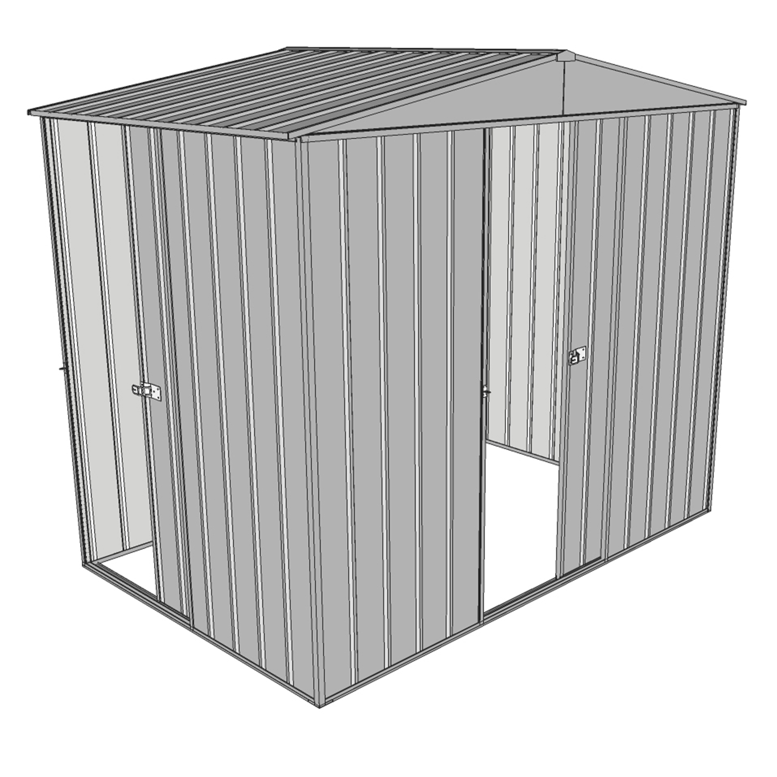 Build-a-Shed 2.3 x 2.3 x 1.5m Zinc Front Gable Two Single Sliding Doors Narrow Shed