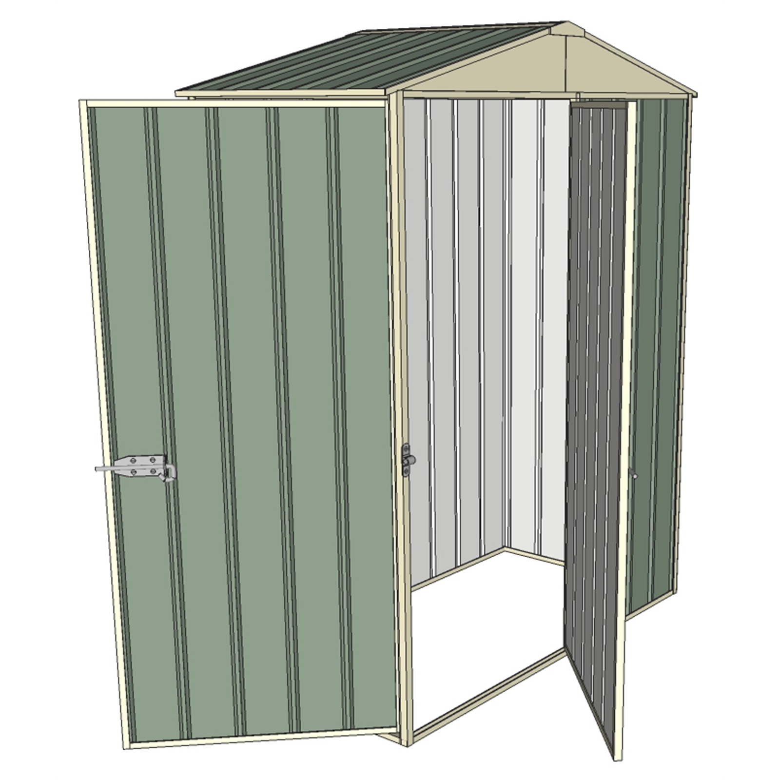 Build-a-Shed 1.5 x 2.3 x 0.8m Green Front Gable Two Single Hinged Doors Shed