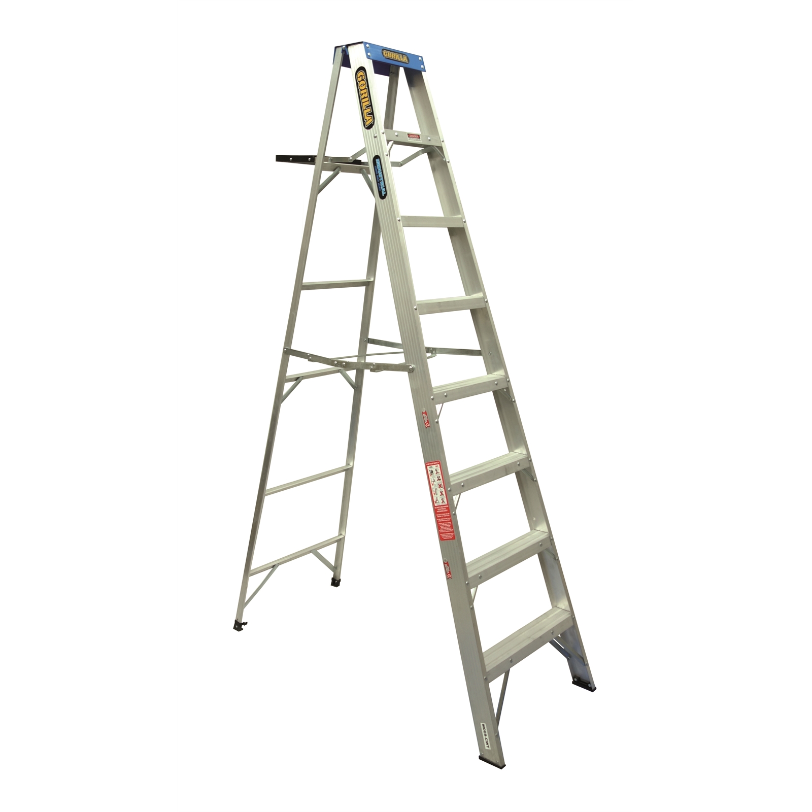 Gorilla 2.4m 120kg Single Side Aluminium Step Ladder With Tray