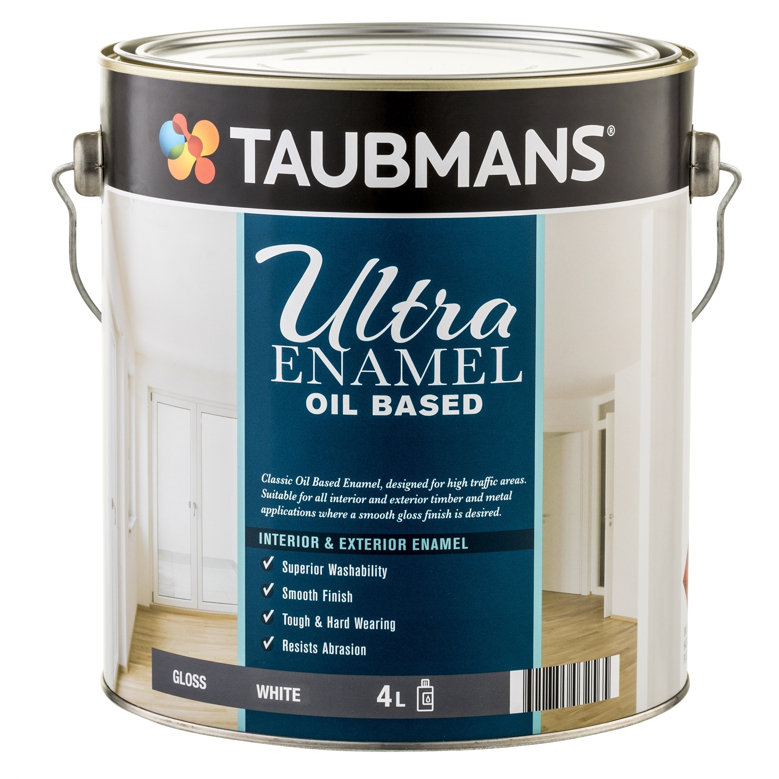 Taubmans Ultra Enamel 4L White Oil Based Gloss Enamel