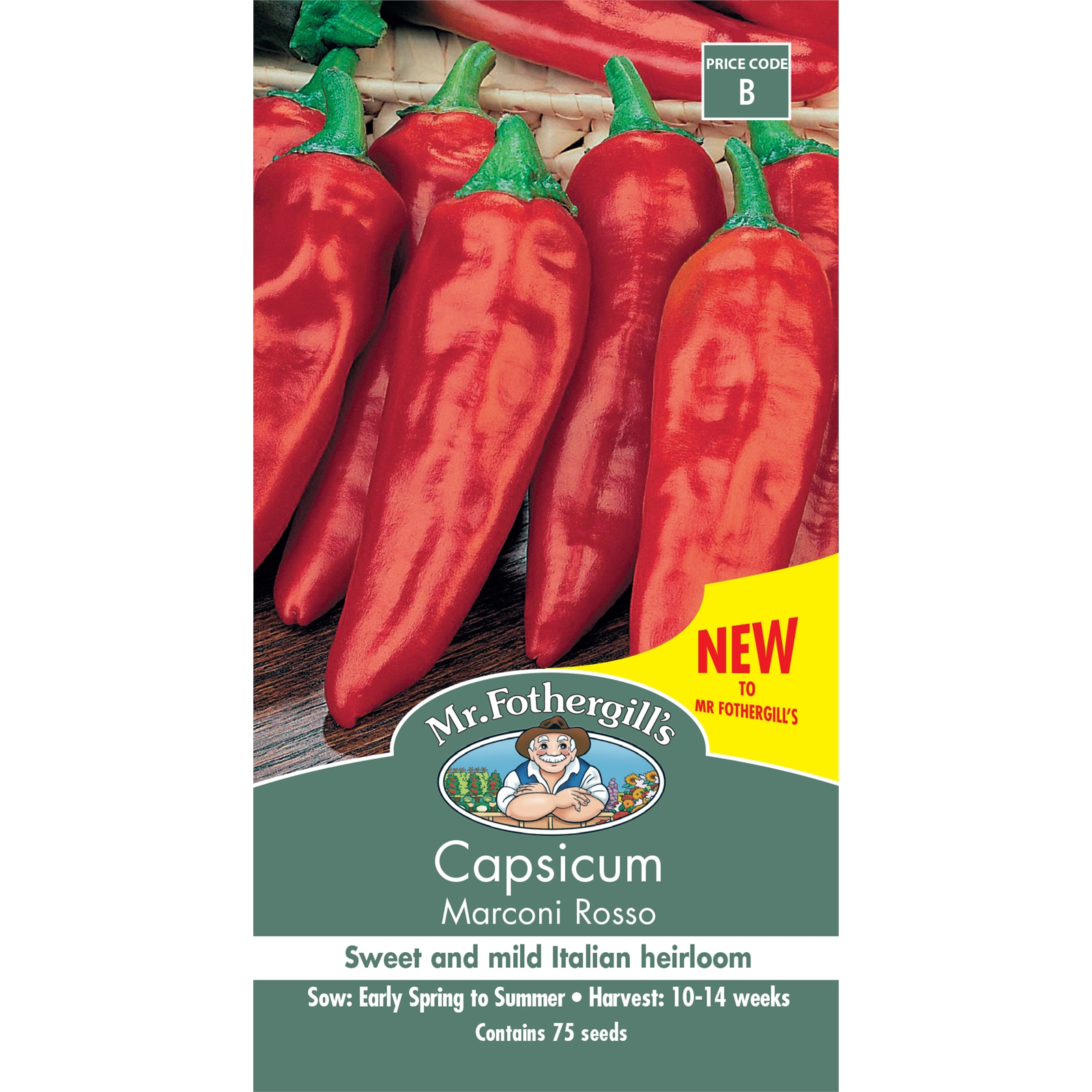 Mr Fothergill's Capsicum Marconi Rosso Vegetable Seeds