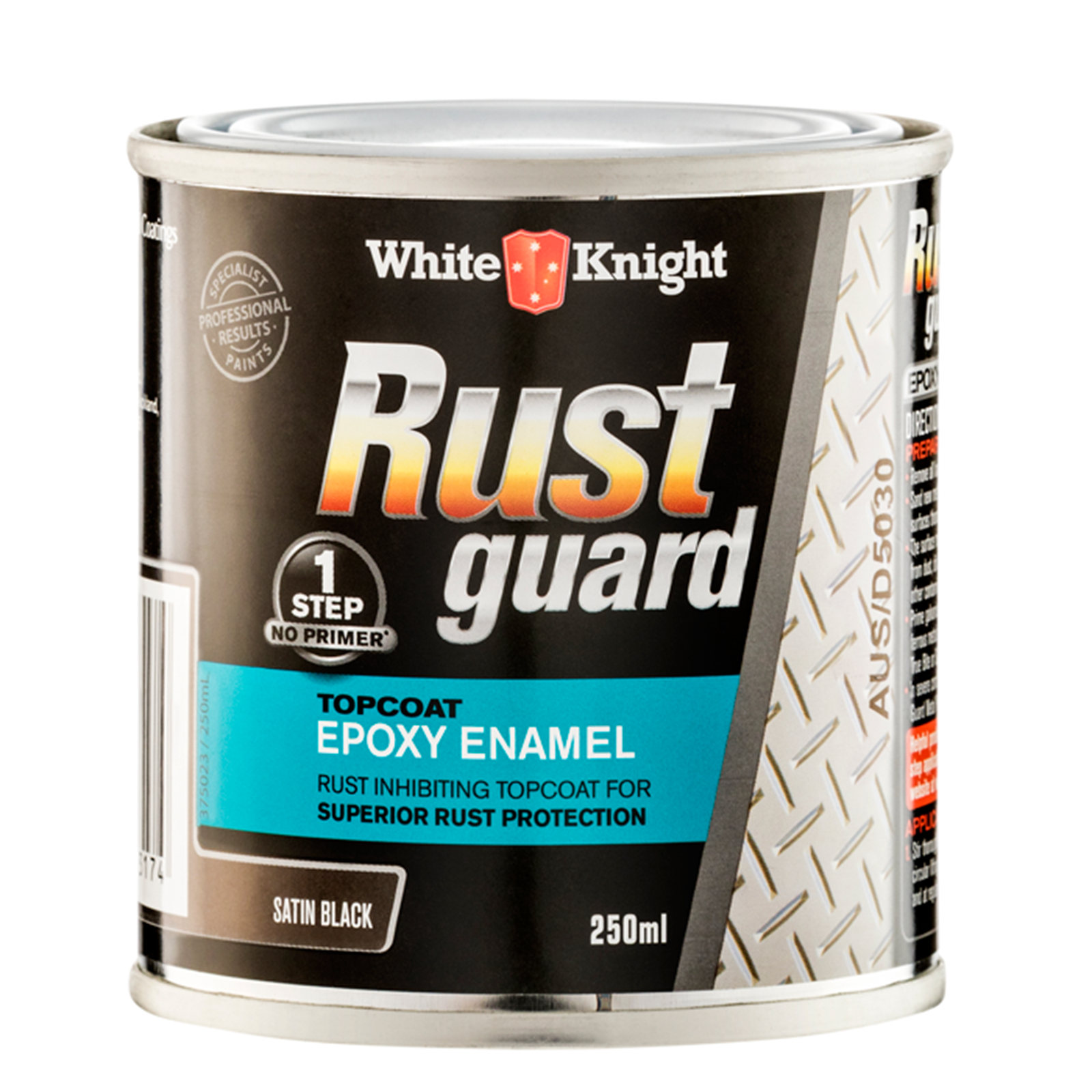 White Knight 250ml Rust Guard Satin Black Epoxy Enamel Paint