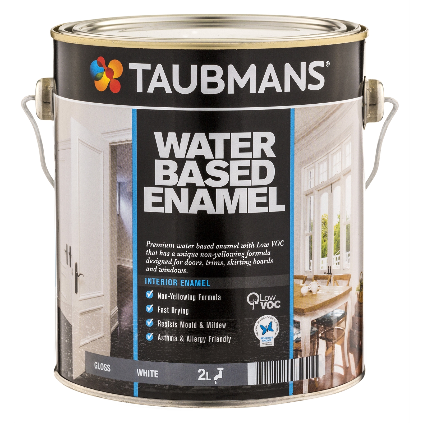 Taubmans 2L White Gloss Water Based Enamel