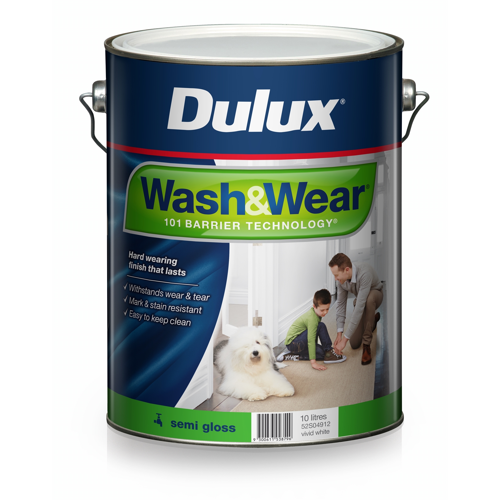 Dulux Wash&Wear 10L Vivid White Semi Gloss Pain
