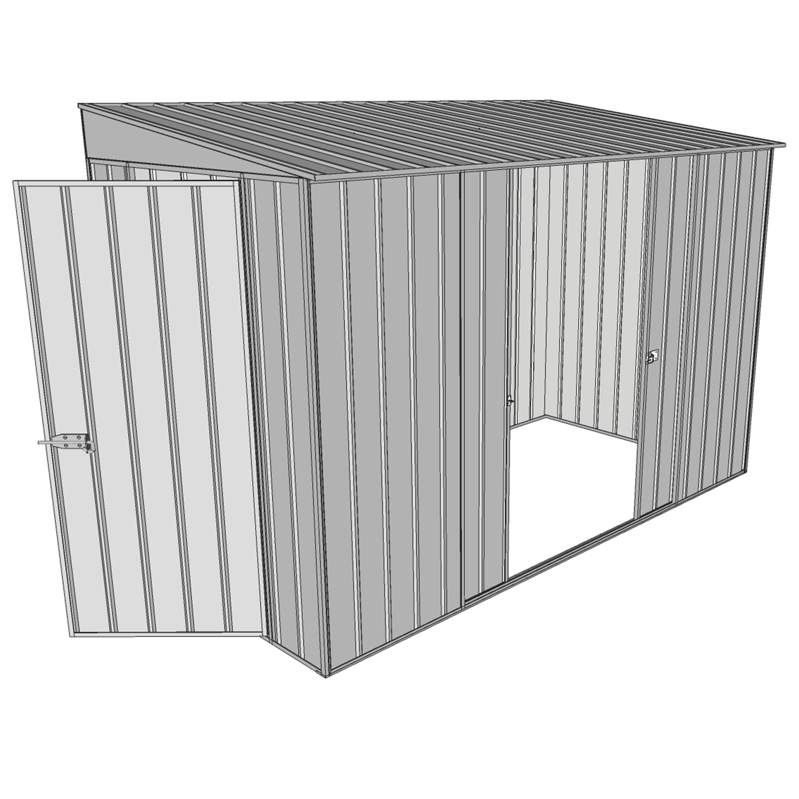 Build-a-Shed 3.0 x 2.0 x 1.5m Zinc Double Sliding and Single Hinge Door Narrow Skillion Shed