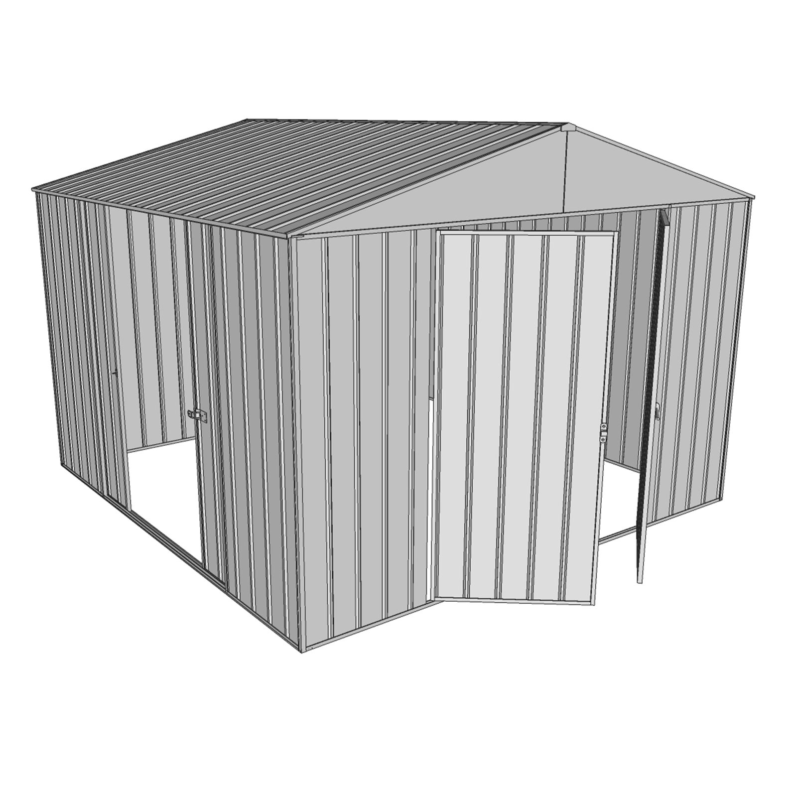 Build-a-Shed 3.0 x 2.3 x 3.0m Zinc Double Hinge and Double Sliding Door Shed