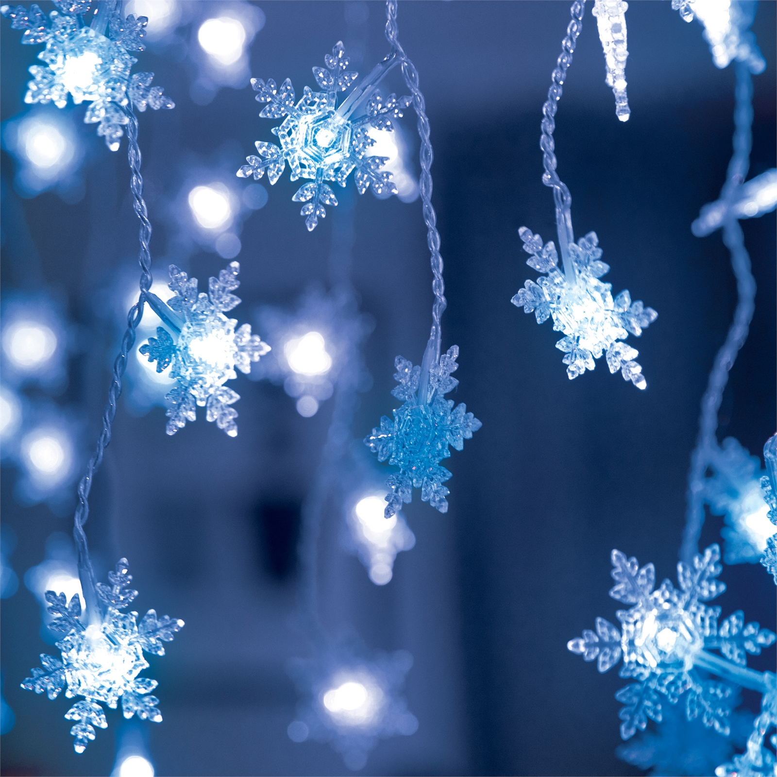 Lytworx 180 LED Snowflake Blue Festive Icicle Lights