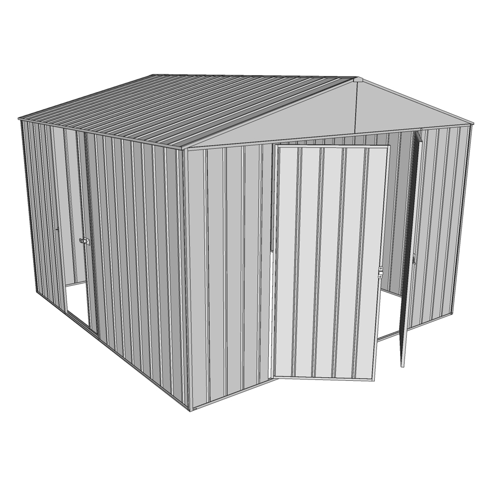 Build-a-Shed 3.0 x 2.3 x 3.0m Zinc Double Hinge and Single Sliding Door Shed