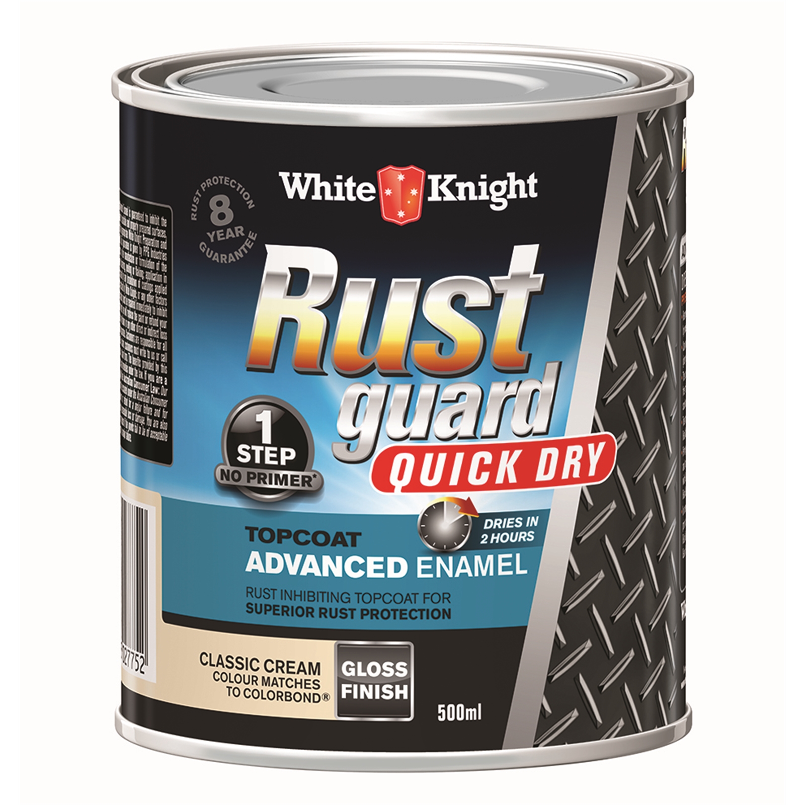 White Knight 500ml Rust Guard Quick Dry Advanced Enamel Gloss Classic Cream