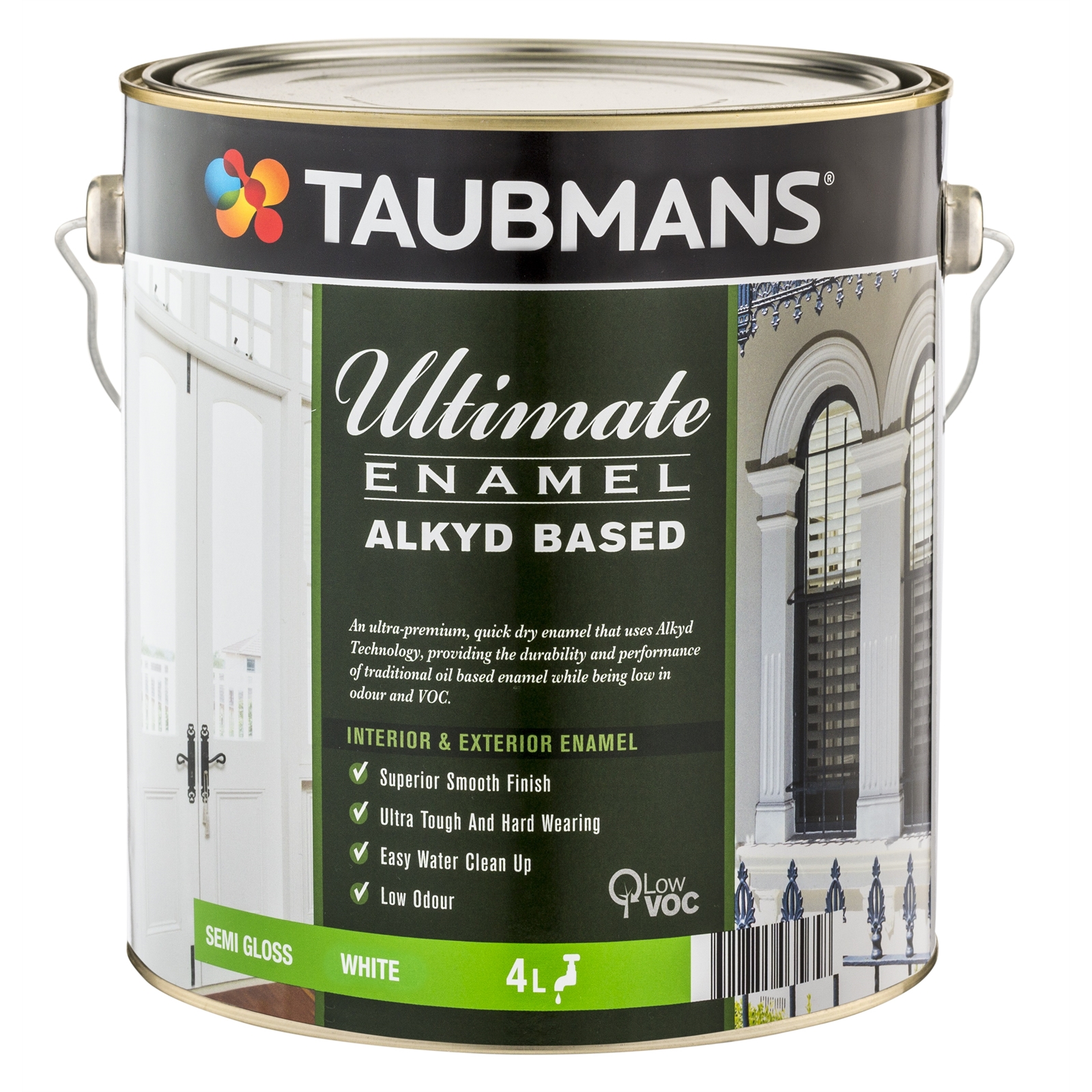 Taubmans Ultimate Enamel 4L White Semi Gloss Alkyd Based Enamel