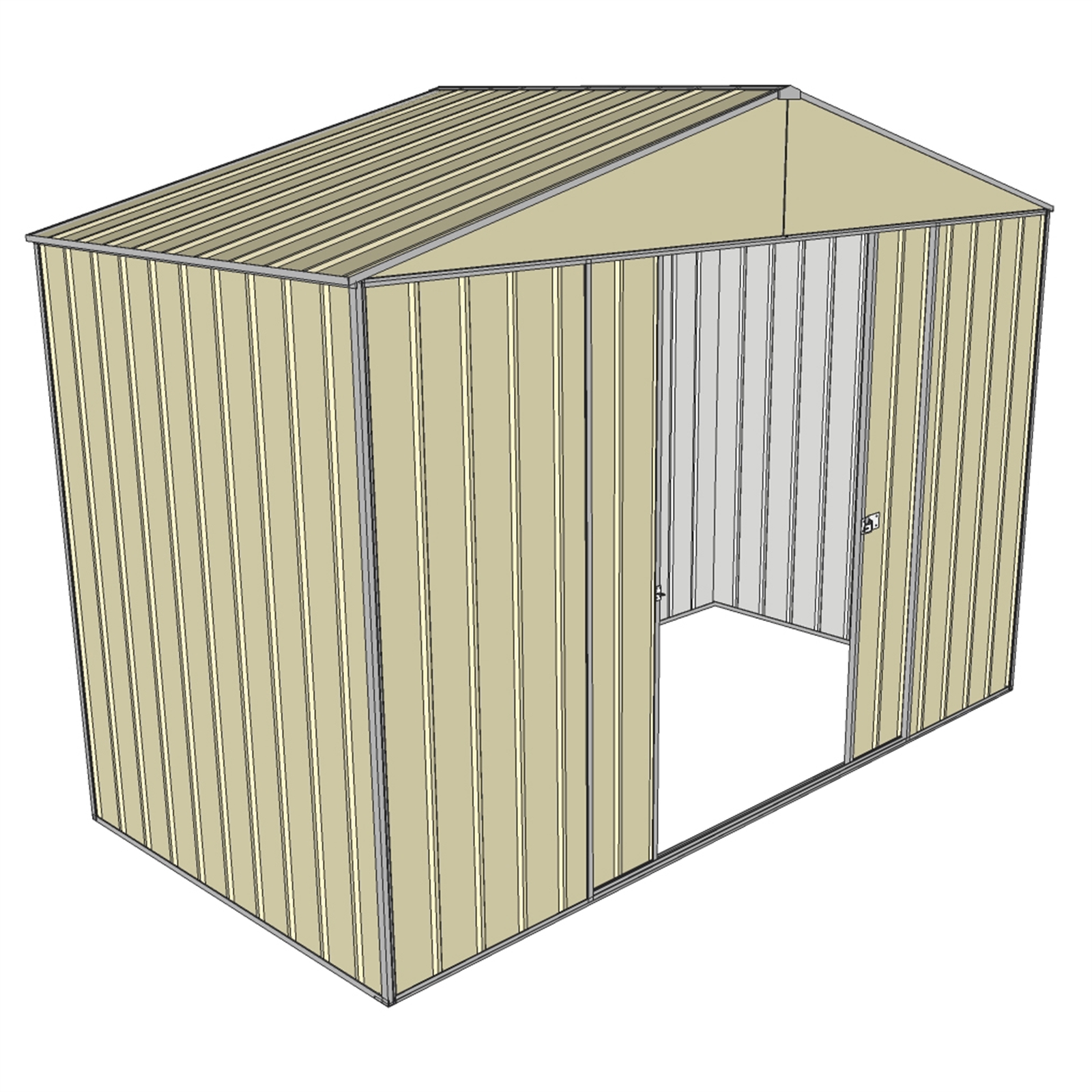Build-a-Shed 3.0 x 1.5m Cream Double Sliding Door Shed