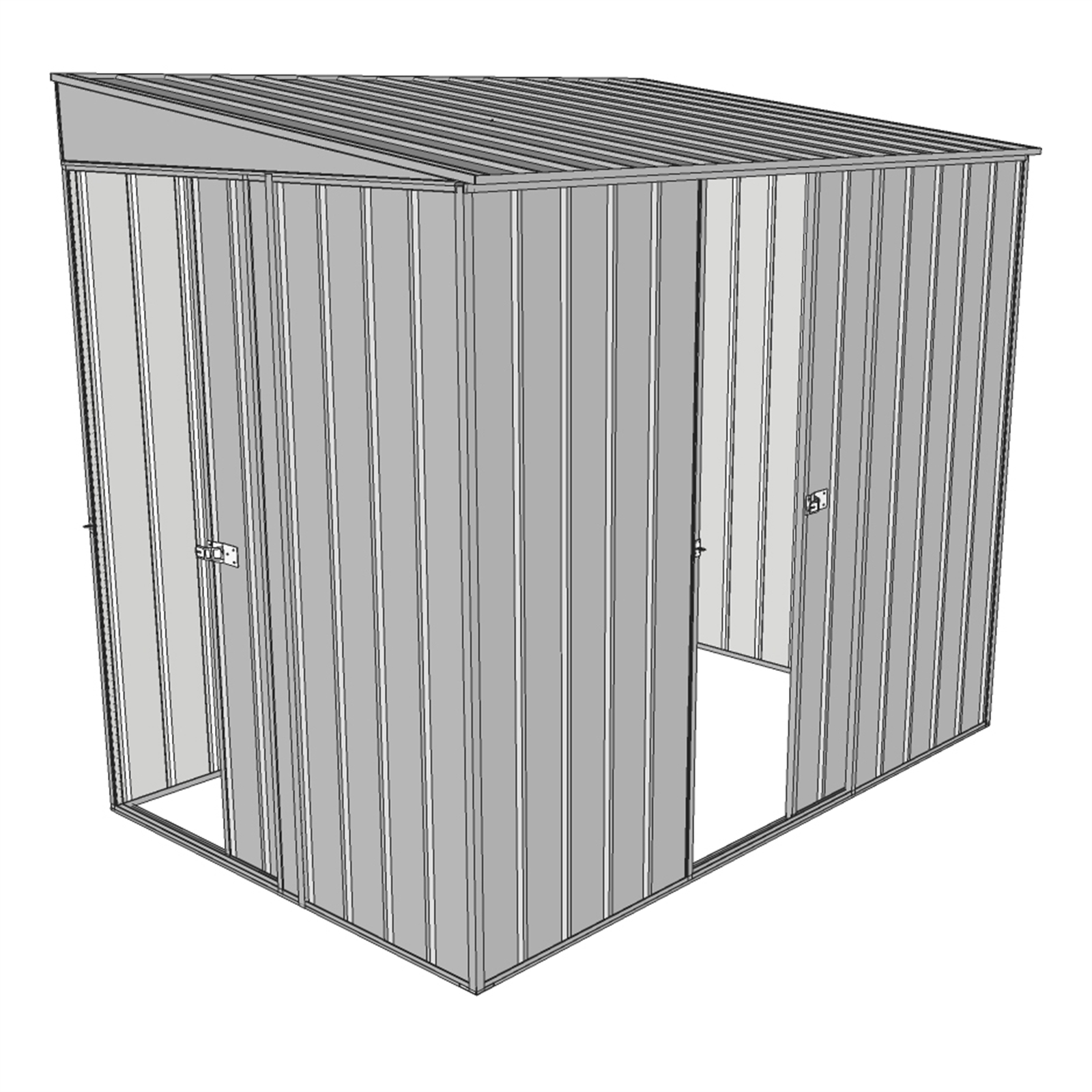 Build-a-Shed 1.5 x 2.3 x 2.0m Zinc Skillion Two Single Sliding Doors Narrow Shed