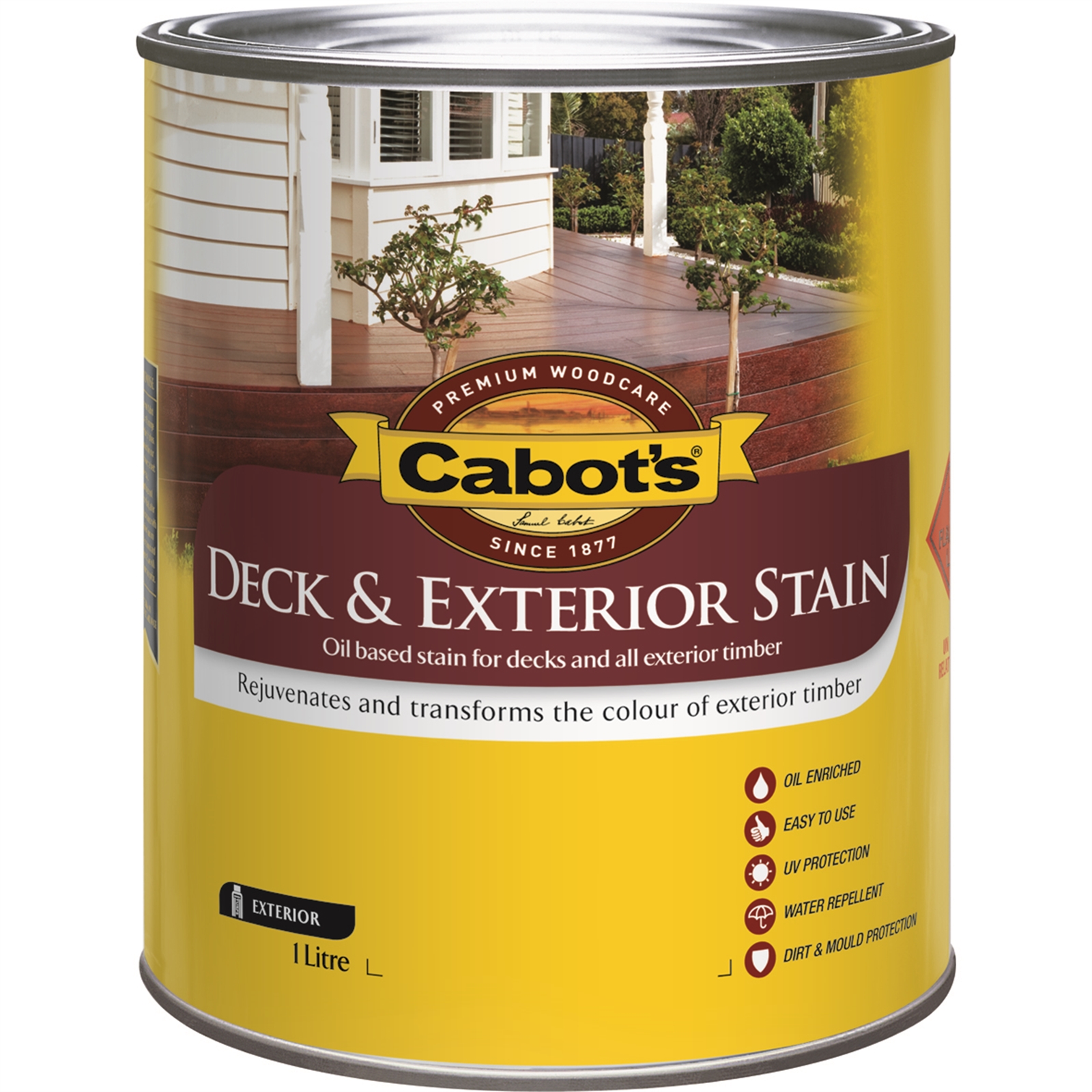 Cabot's 1L Deck & Exterior Stain Merbau Oil Based Timber Stain