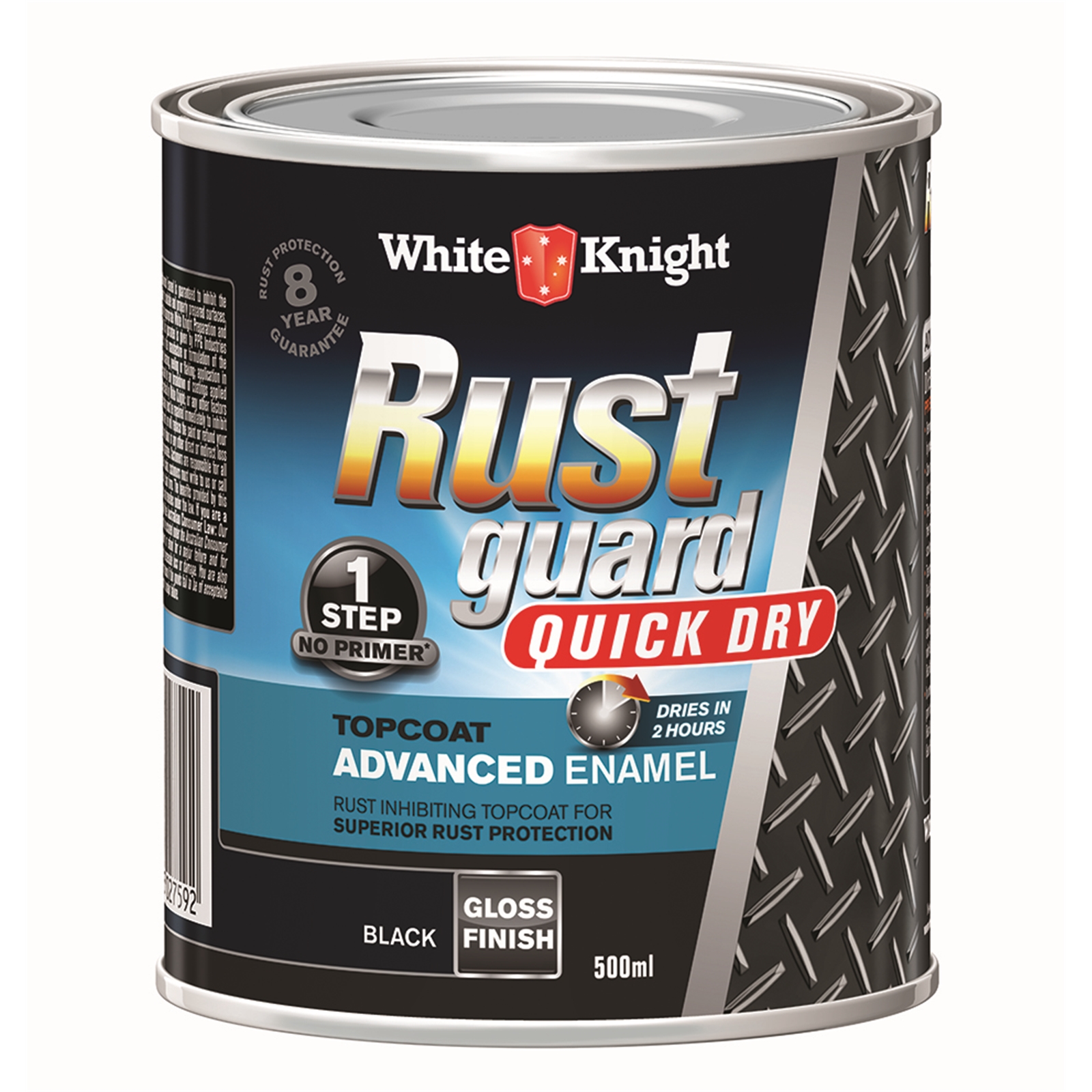 White Knight 500ml Rust Guard Quick Dry Advanced Enamel Gloss Black
