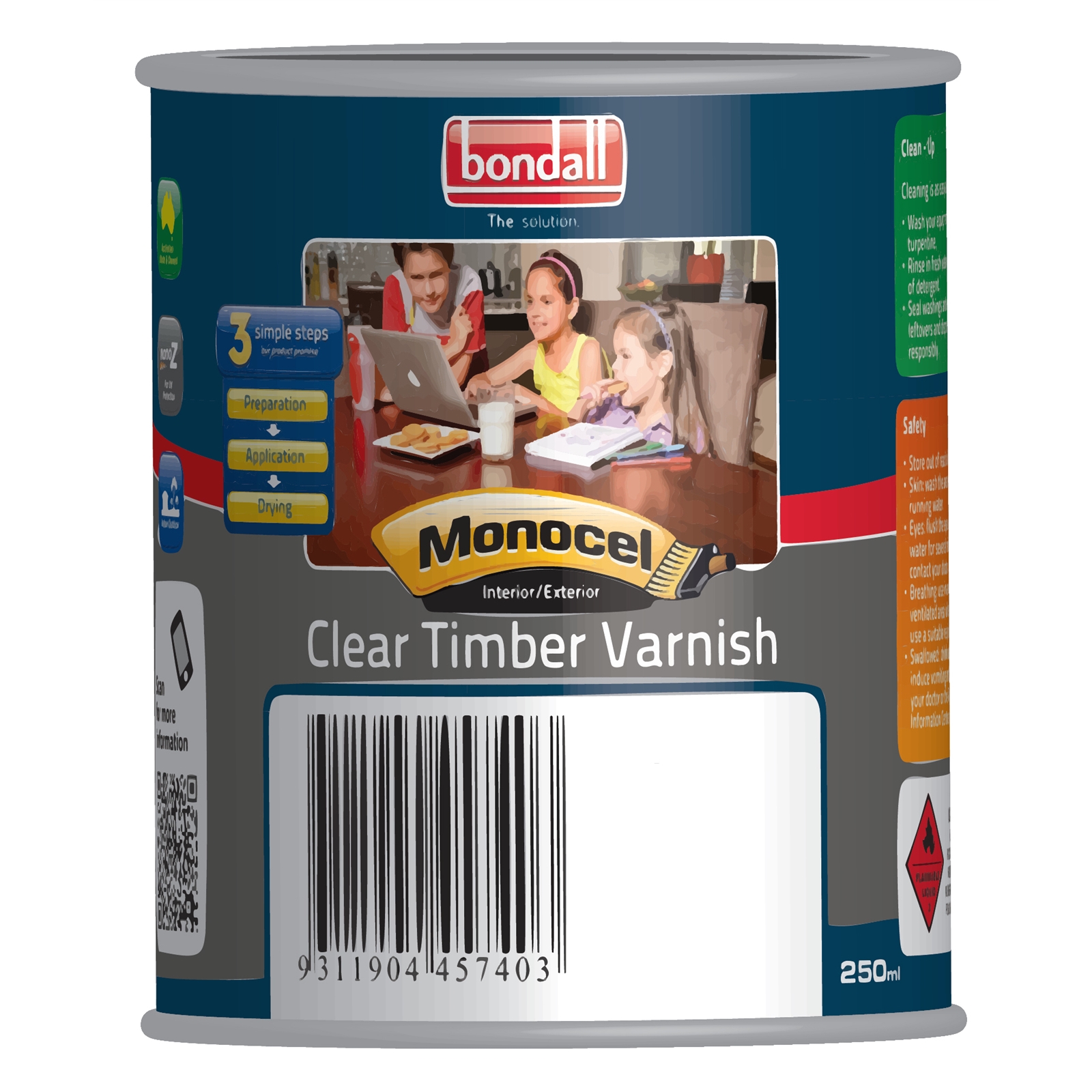 Bondall 250ml Gloss Monocel Clear Timber Varnish