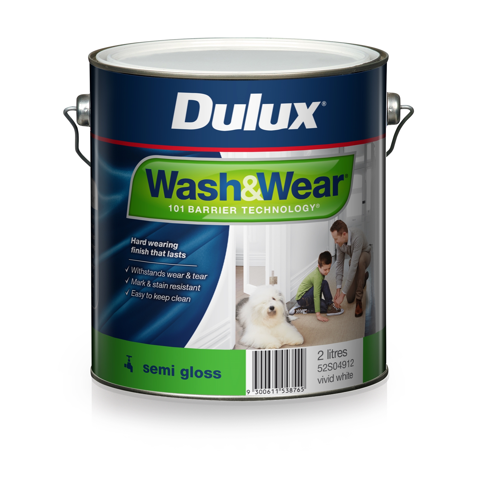 Dulux Wash&Wear 2L Vivid White Semi Gloss Paint