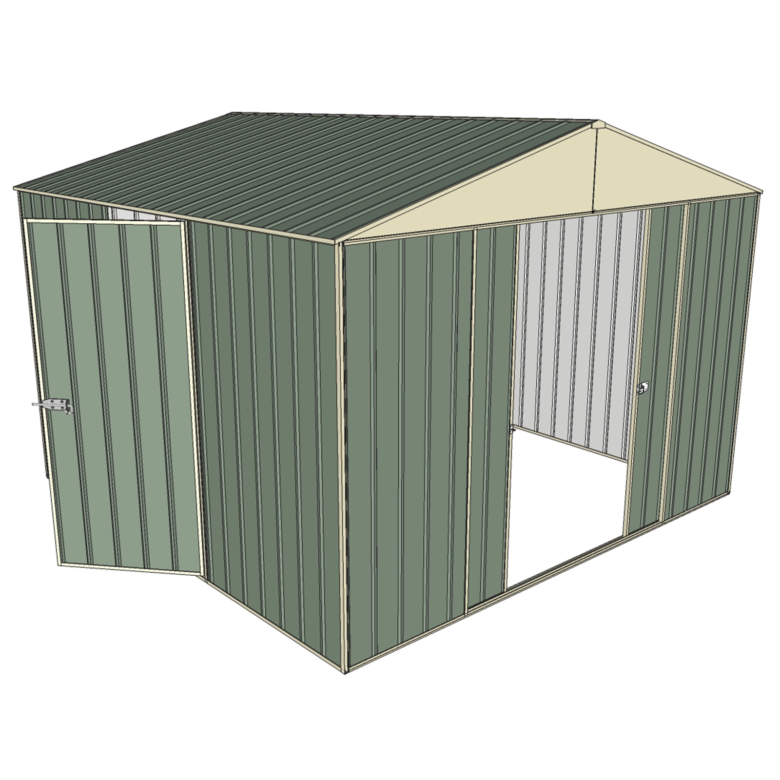 Build-a-Shed 3.0 x 3.0m Green Double Sliding & Single Hinge Door Shed
