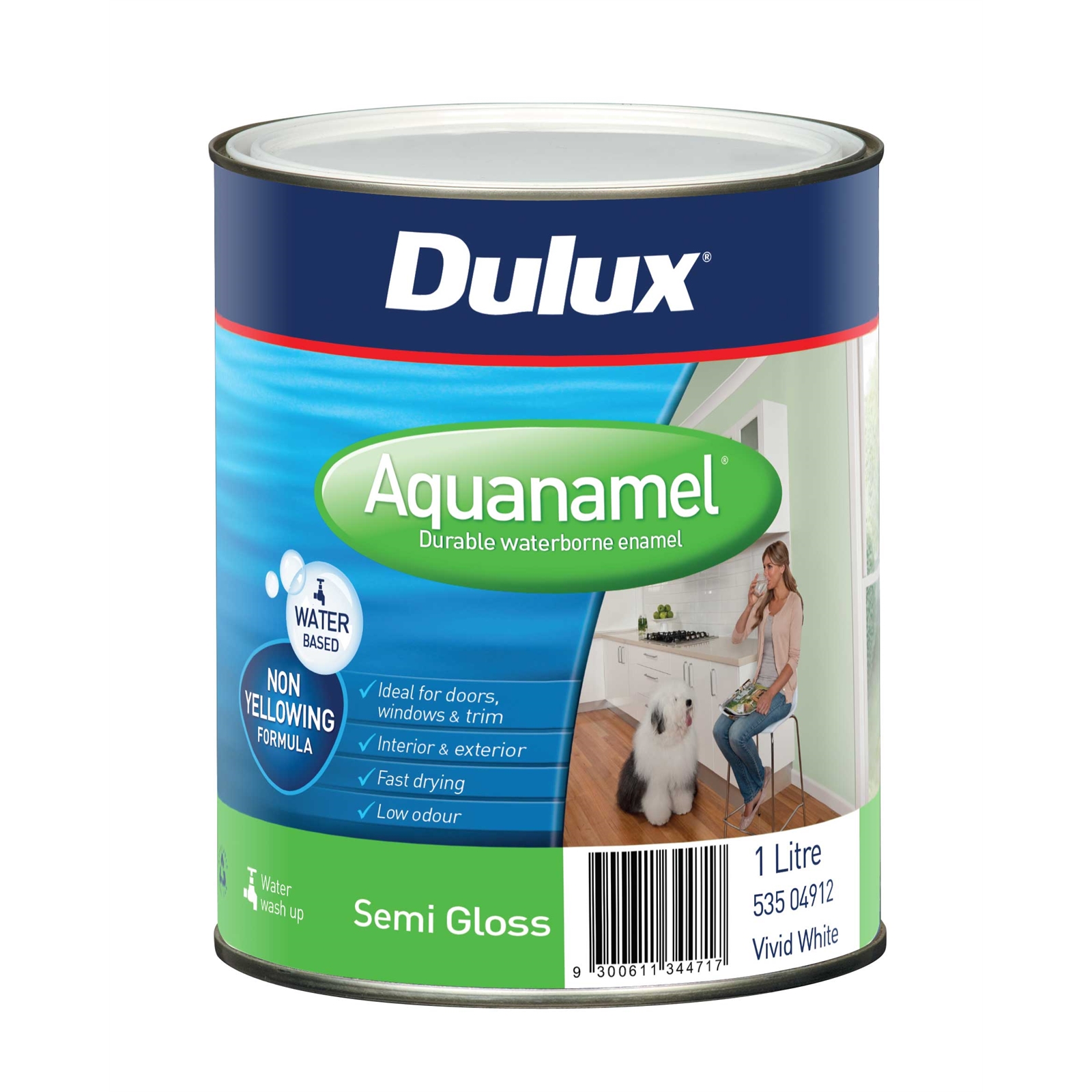 Dulux Aquanamel 1L White Semi Gloss Enamel Paint | Bunnings Warehouse