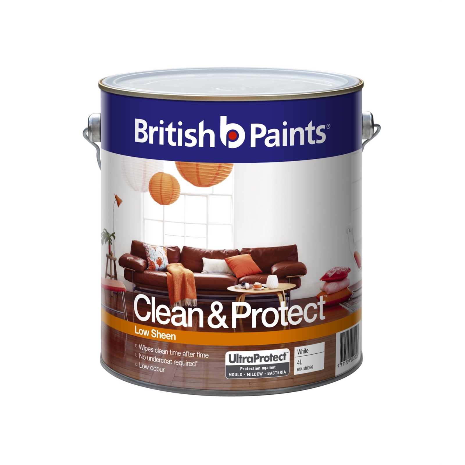 British Paints Clean And Protect 4L Low Sheen White Interior Paint