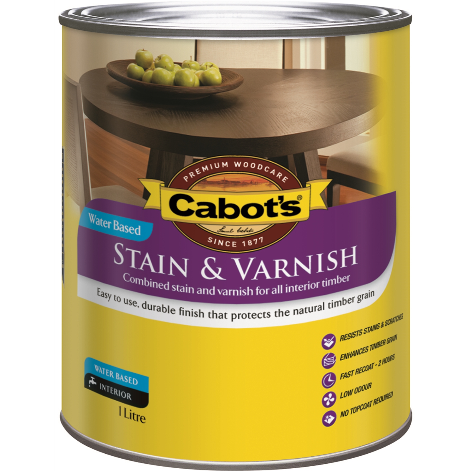 Cabot's 1L Gloss Jarrah Water Based Stain and Varnish