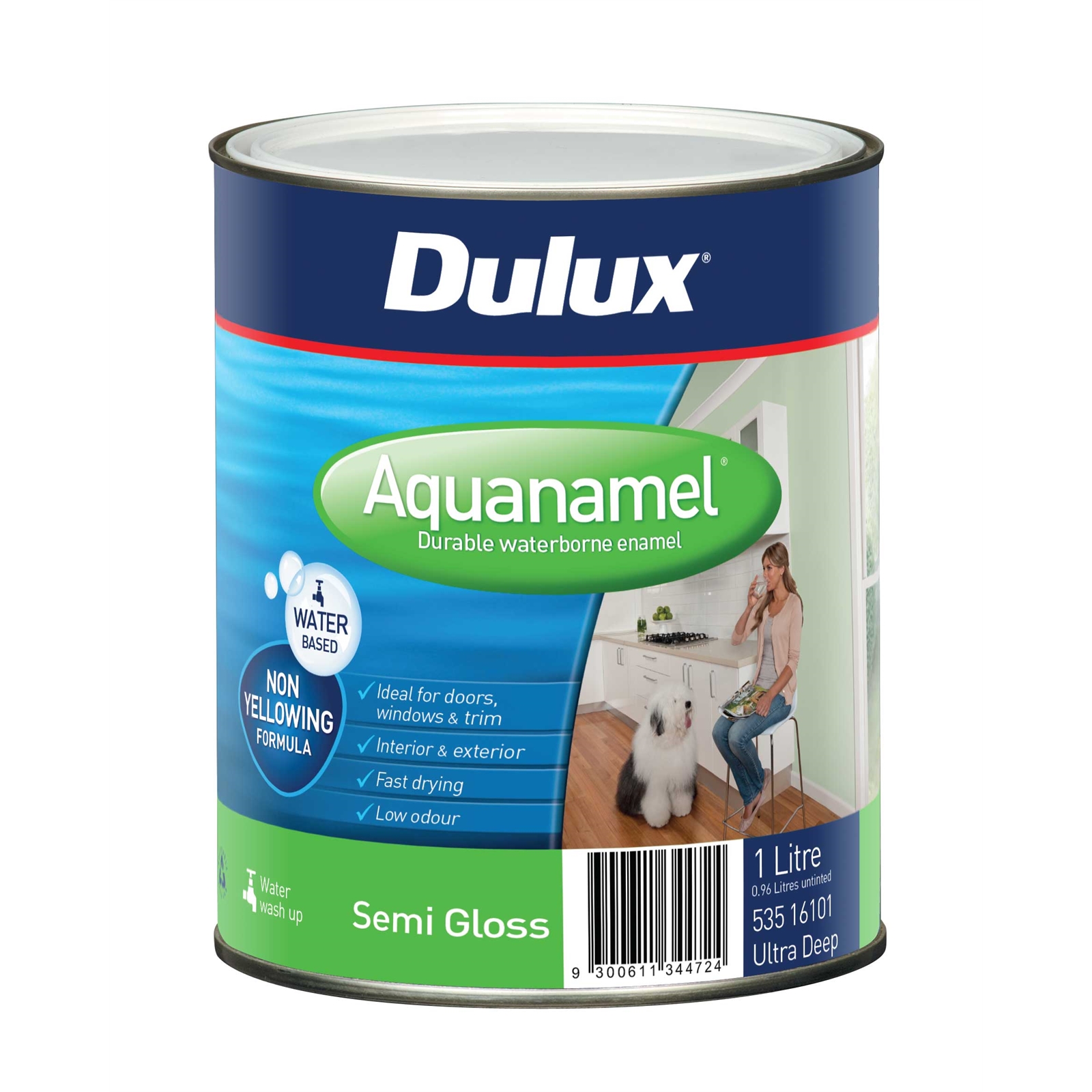 Dulux Aquanamel 1L Ultra Deep Base Semi Gloss Enamel Paint