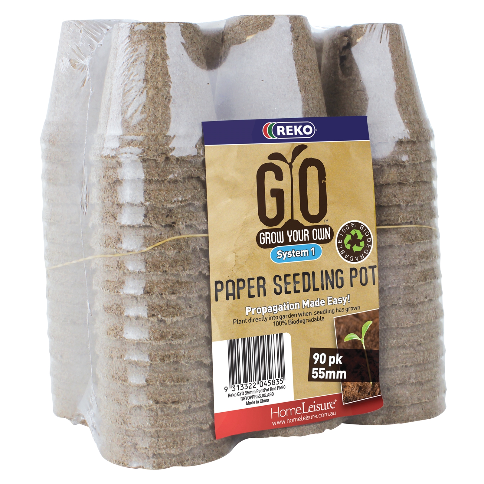 REKO GYO 55mm Paper Grow Your Own Seedling Pot - 90 Pack
