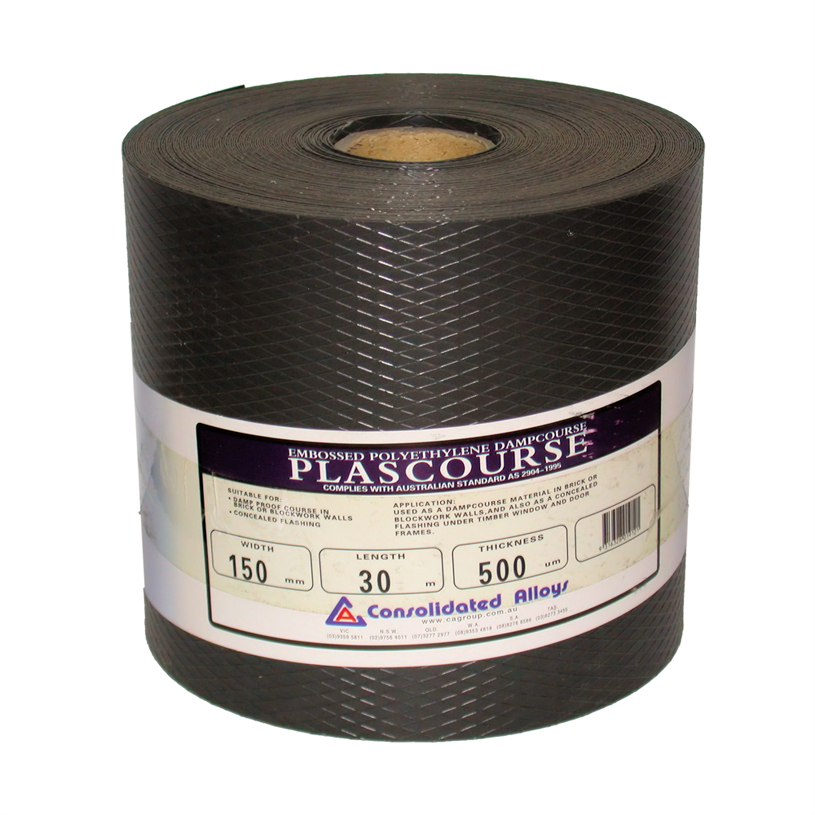 Consolidated Alloys 150mm x 30m x 500um Black Poly Dampcourse Plascourse Consolidated Alloys 150mm x 30m x 500um Black Poly Dampcourse Plascourse
