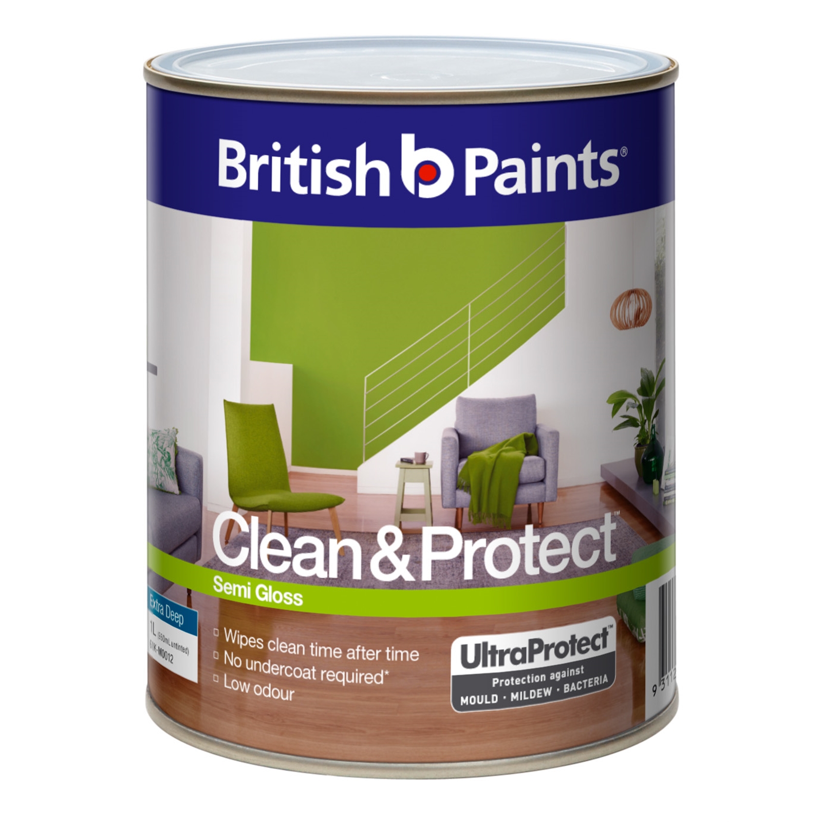 British Paints Clean & Protect 1L Semi Gloss Extra Deep Interior Paint