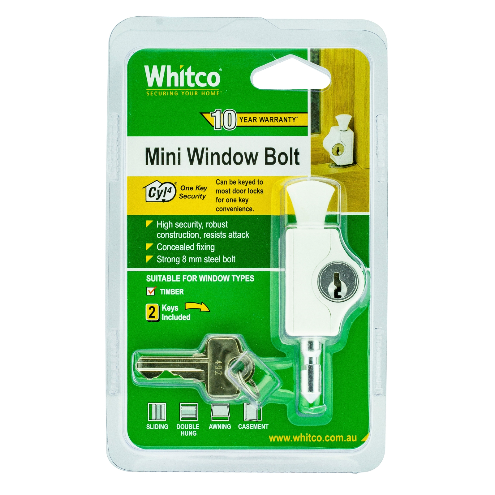 Whitco White CYL4 Mini Bolt Lock