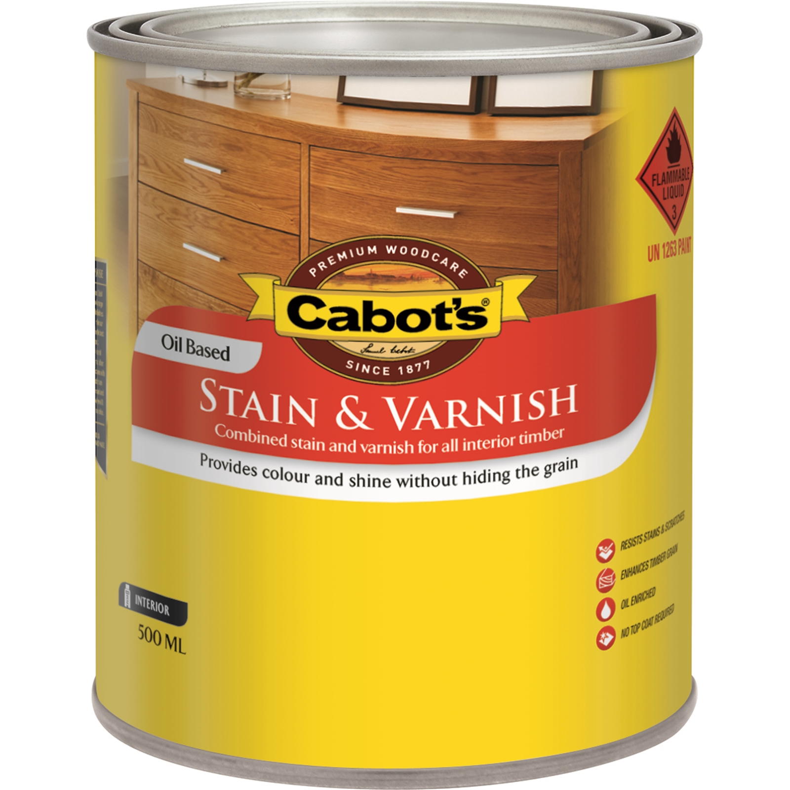 Cabot's 500ml Gloss Oil Based Jarrah Stain and Varnish