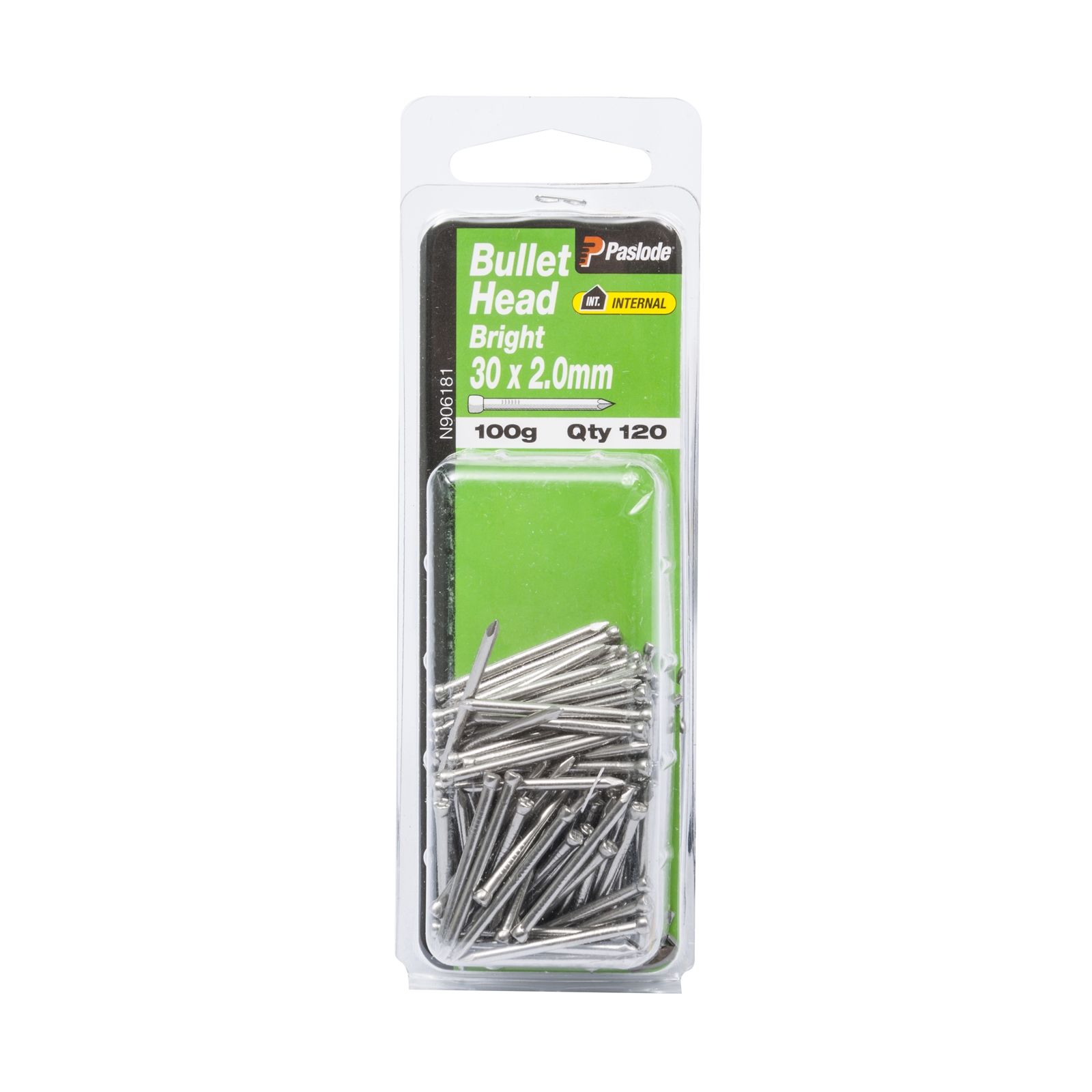 Paslode 30 x 2.0mm 100g Bright Steel Bullet Head Nails - 120 Pack