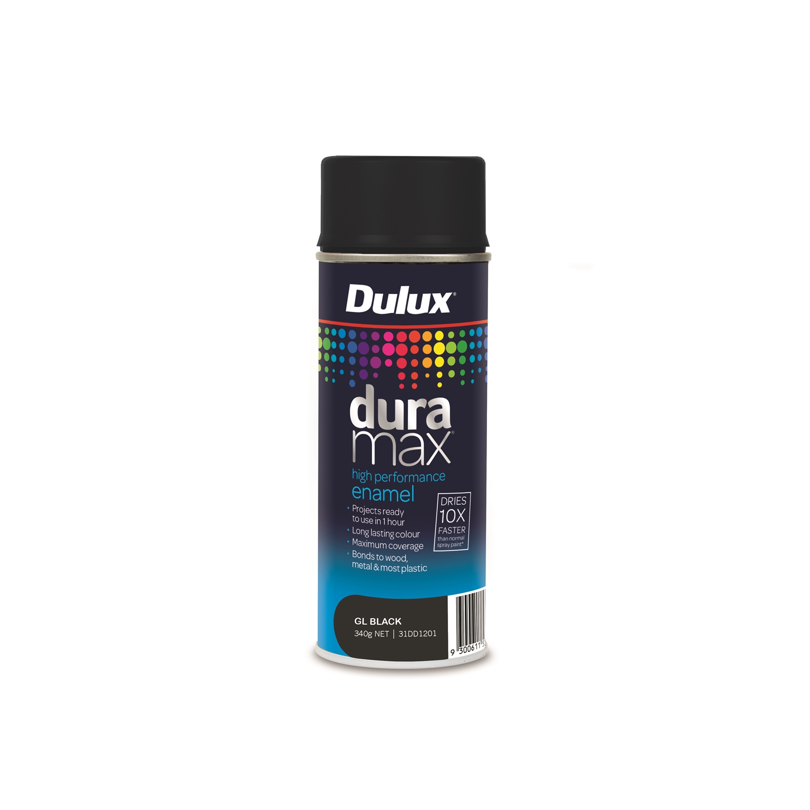 Dulux Duramax 340g Gloss Black Spray Paint