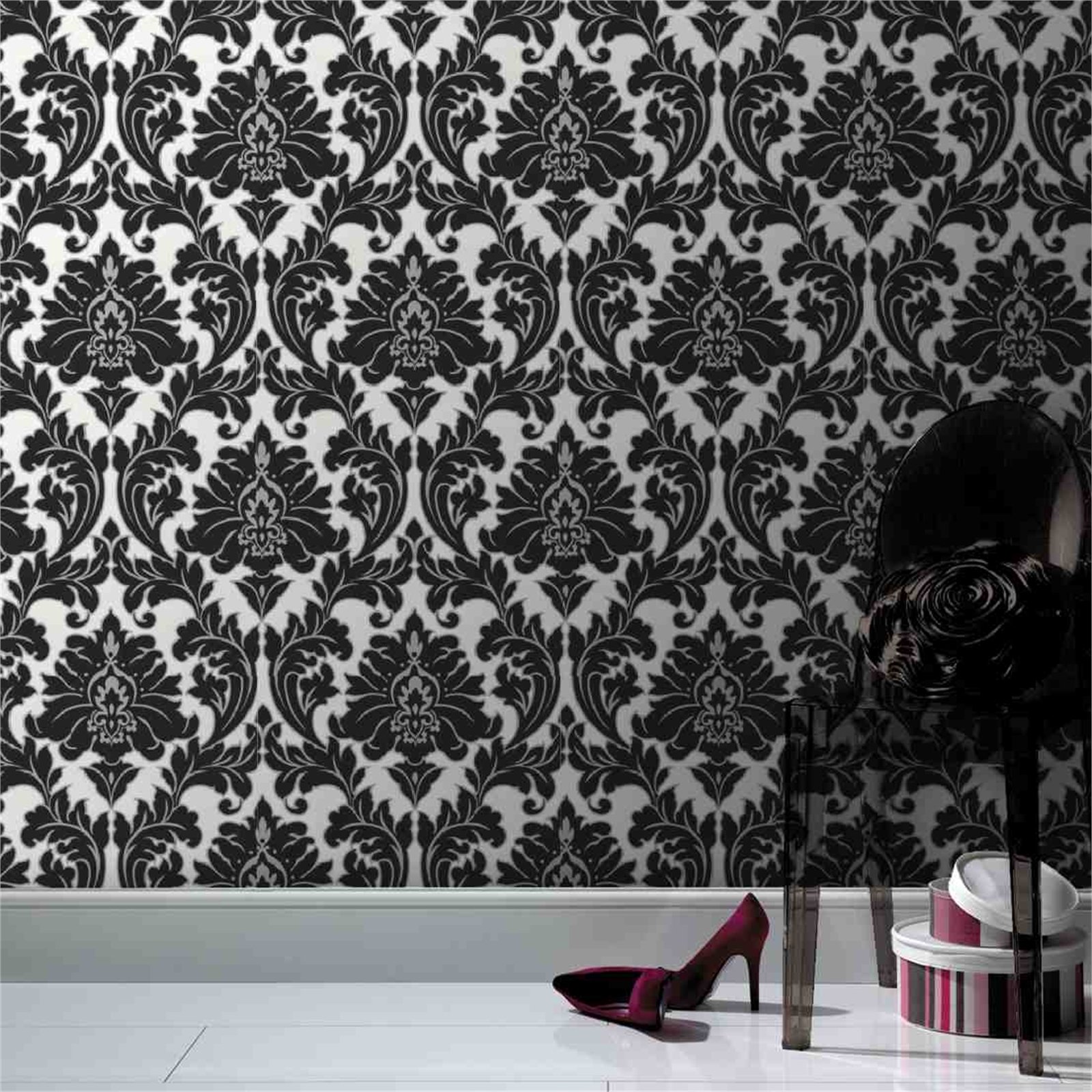 Superfresco Easy Majestic Black/White 52cm x 10m Wallpaper