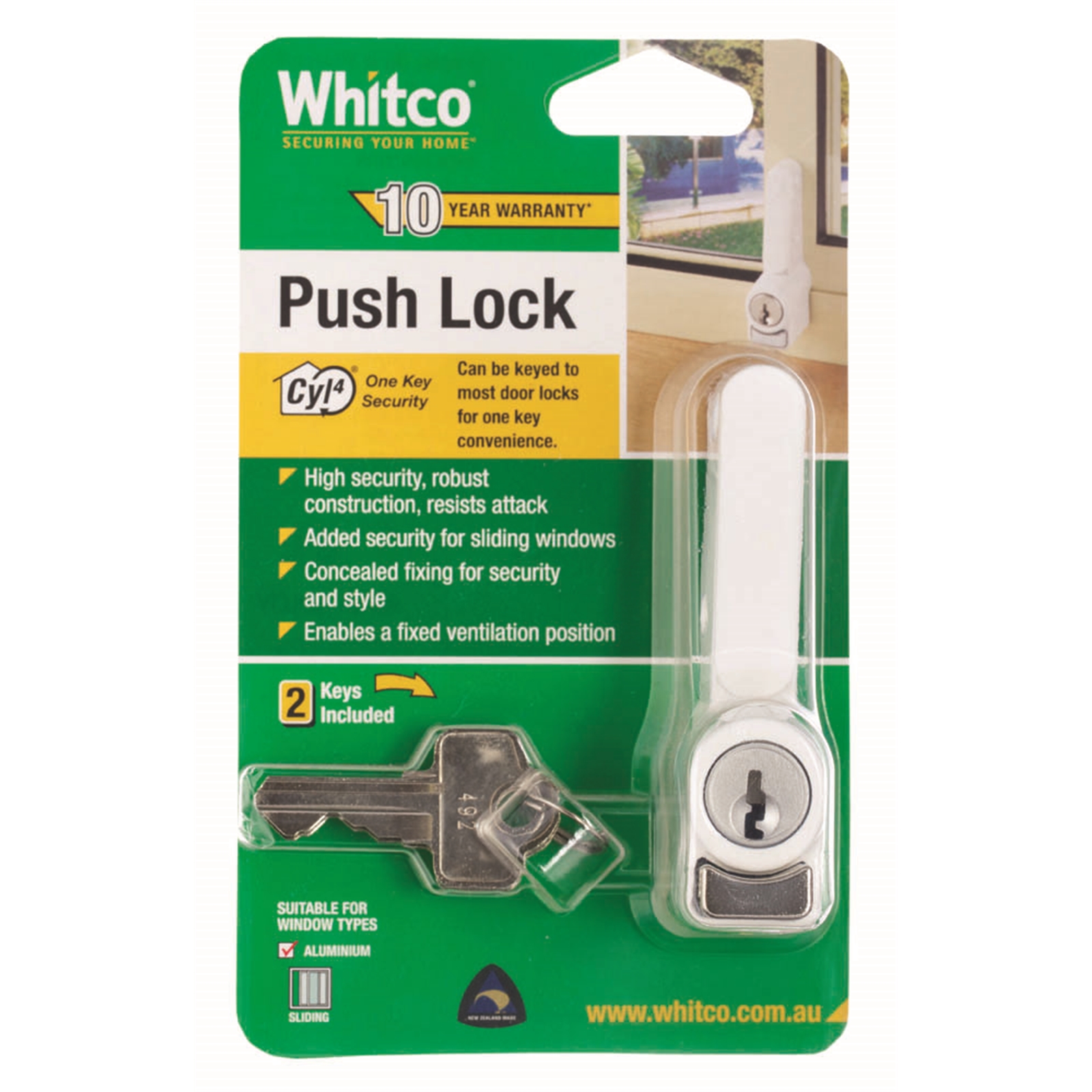 Whitco White CYL4 Sliding Lock