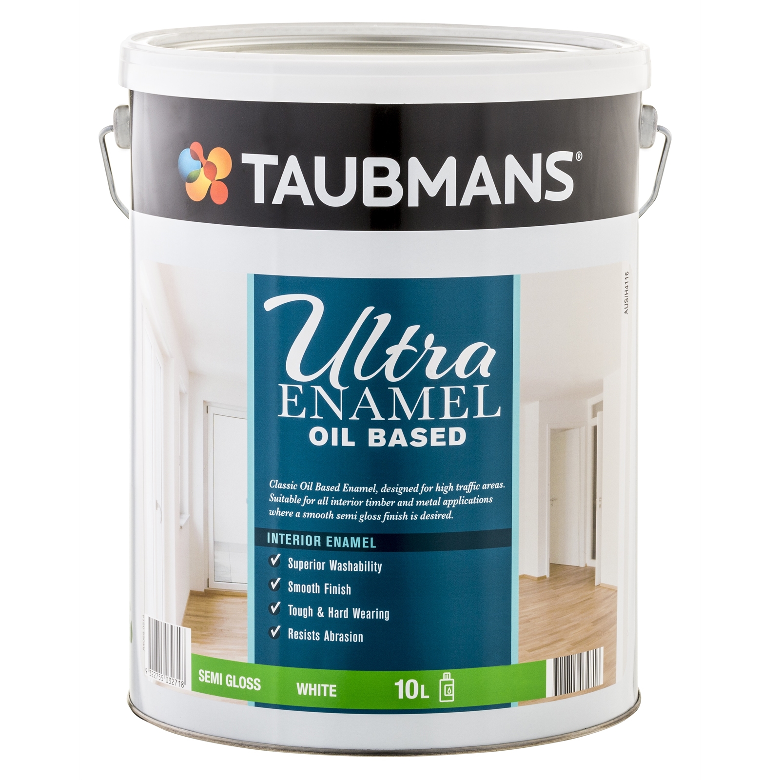 Taubmans Ultra Enamel 10L White Semi Gloss Oil Based Enamel