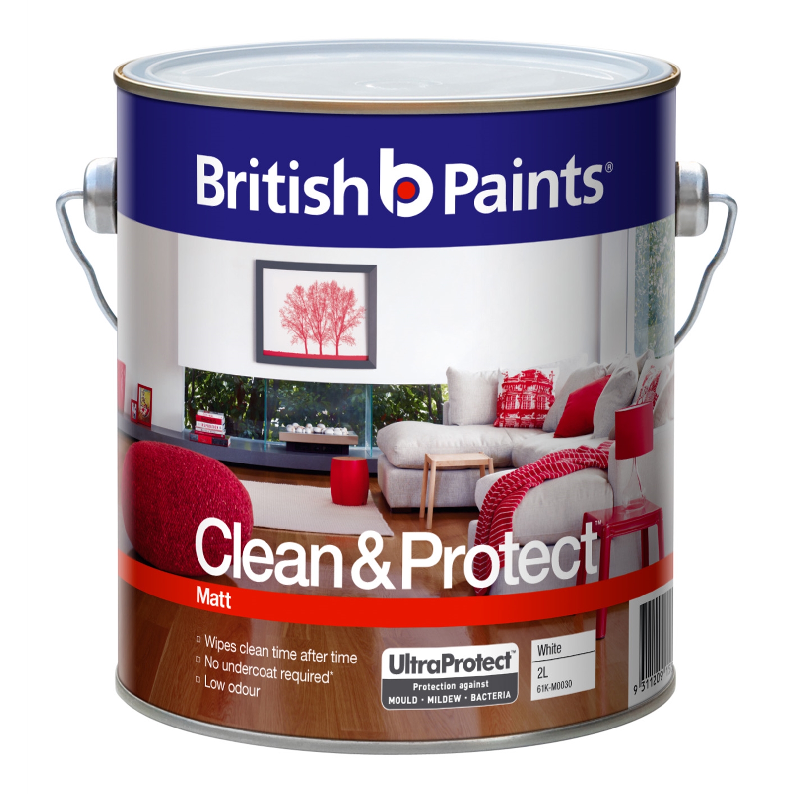 British Paints Clean & Protect 2L Matt White Interior Paint
