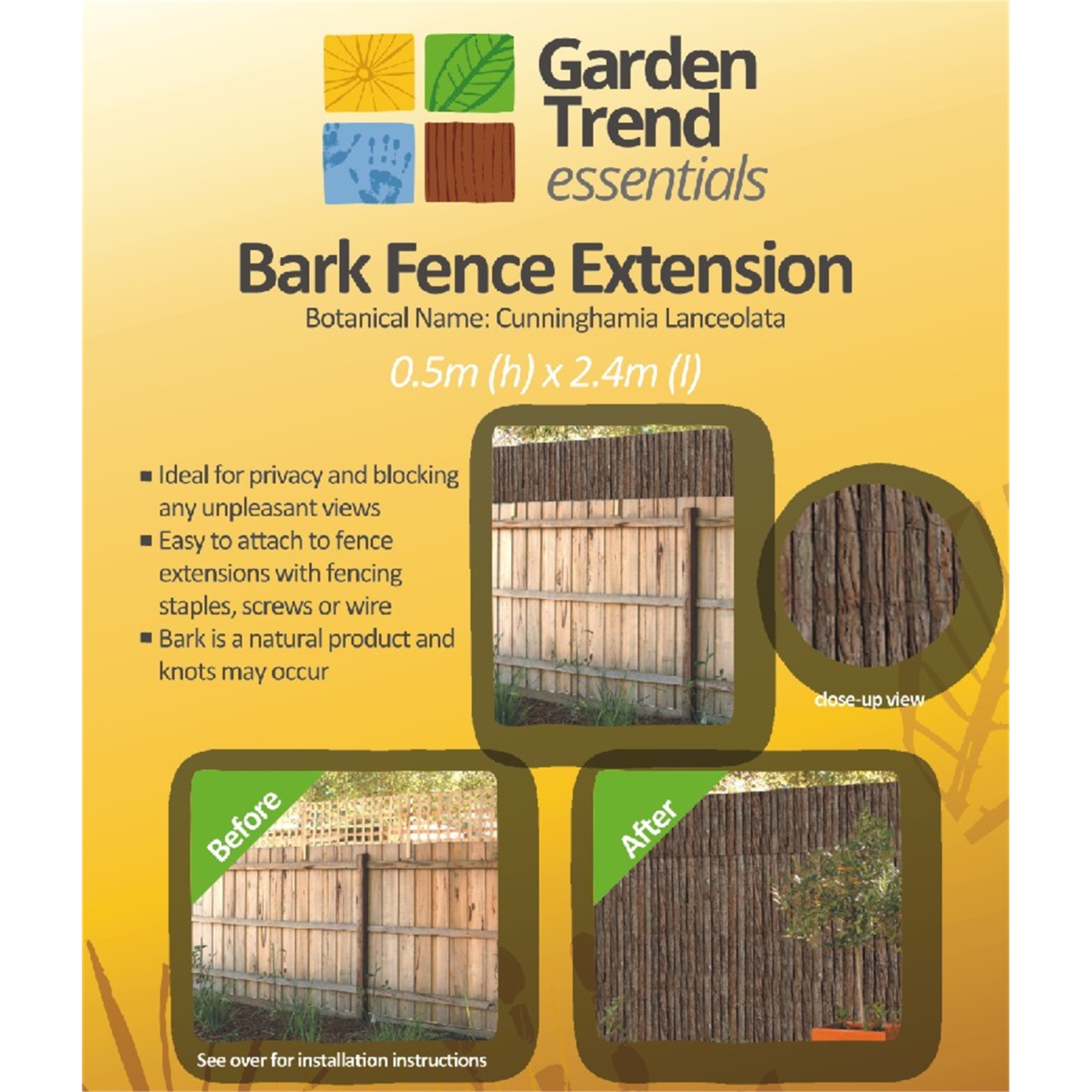 Garden Trend 0.5 x 2.4m Bark Fencing Extension