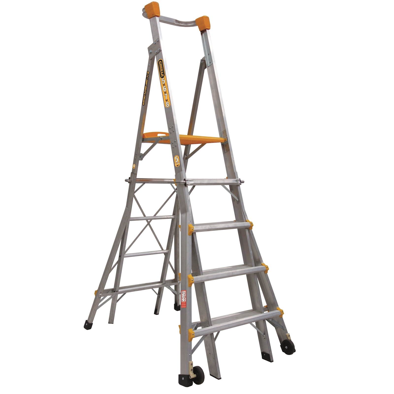 Gorilla 1.5-2.4m 150kg Aluminium Adjustable Platform Ladder